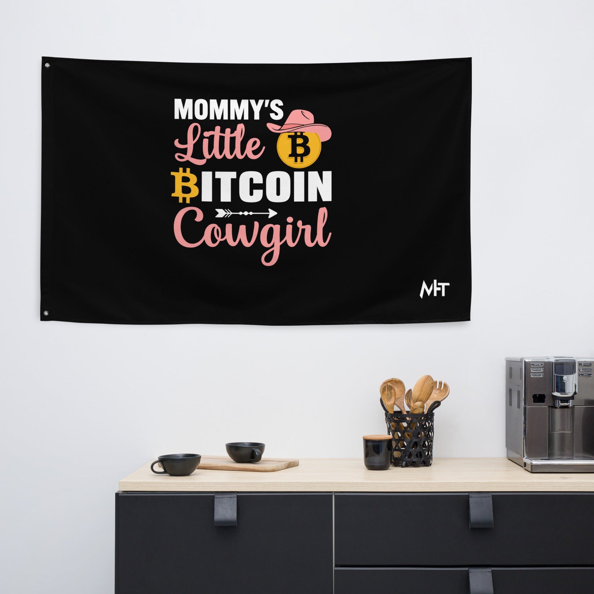 Mommy's Little Bitcoin Cowgirl - video game Flag by DarkByteGear