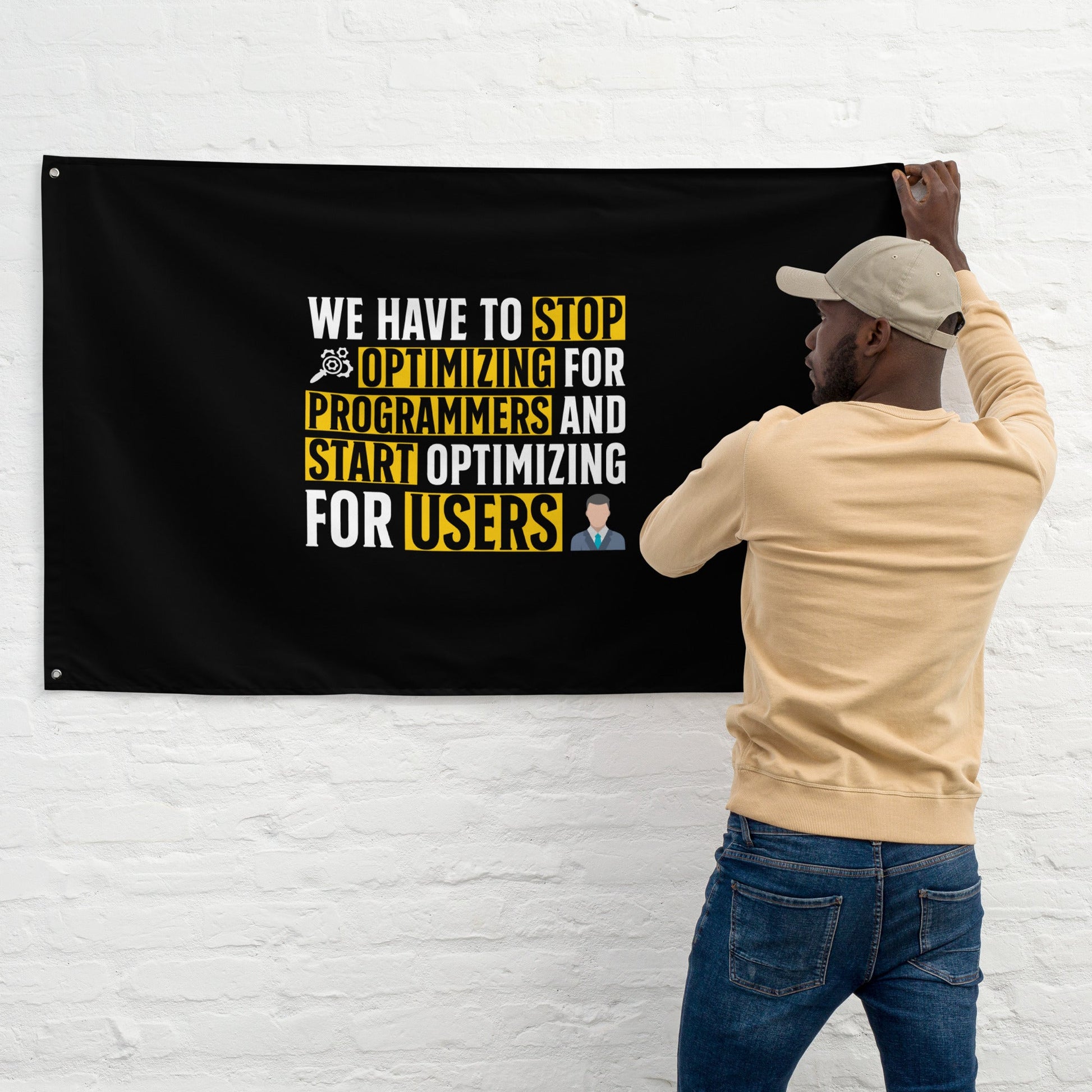 We have to stop optimizing for programmers and start optimizing for users - Flag by DarkByteGear