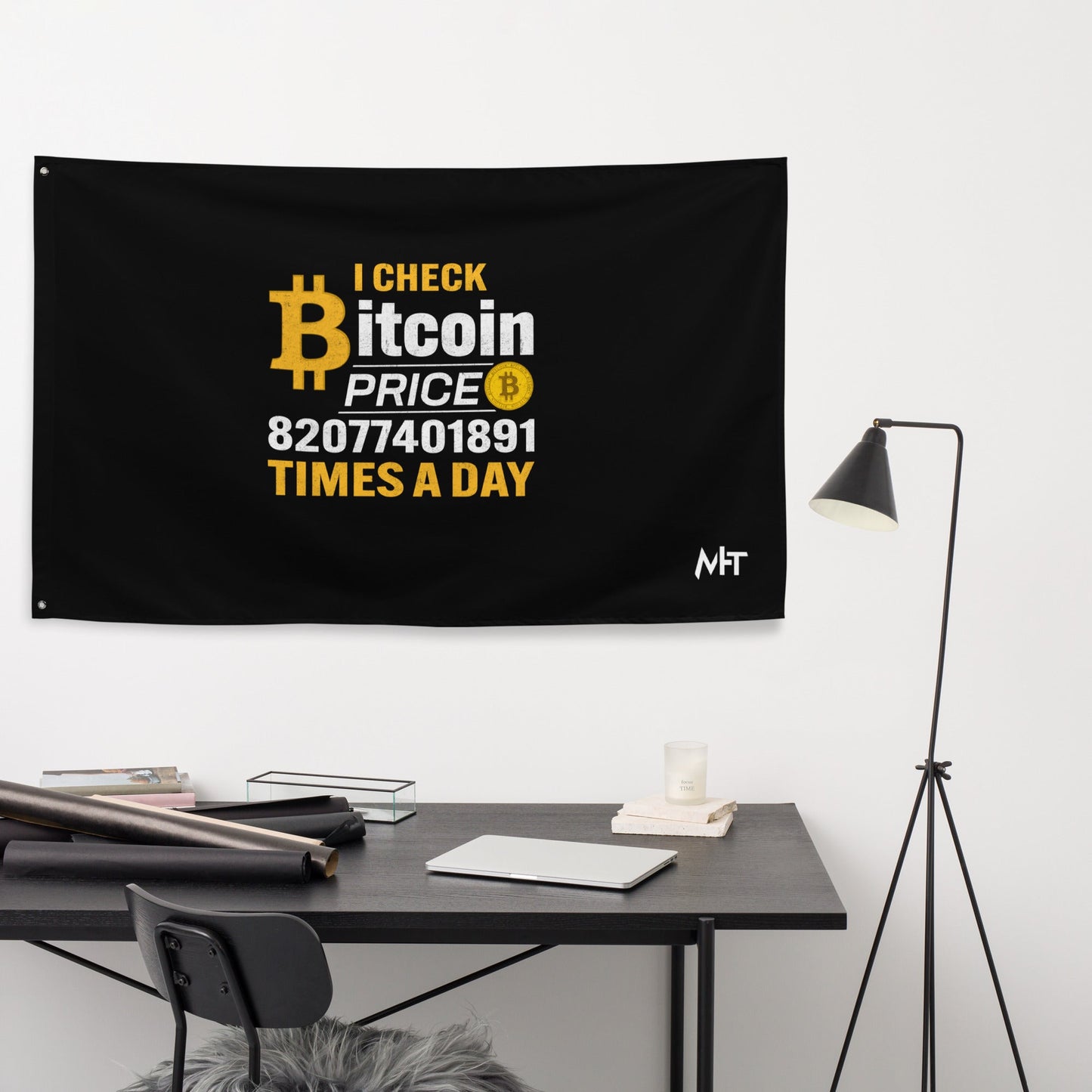 I check Bitcoin Price 82077401891 times a day - Flag by DarkByteGear