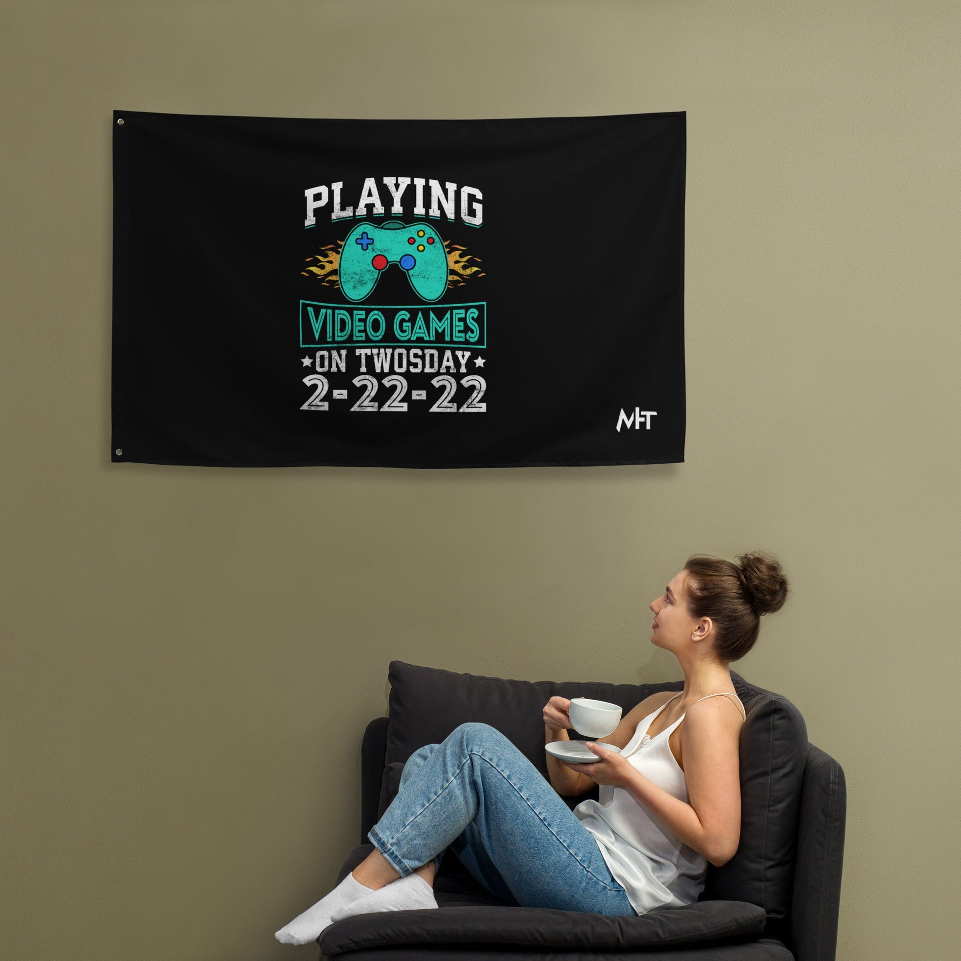 Playing Videogames on Twosday - Flag by DarkByteGear