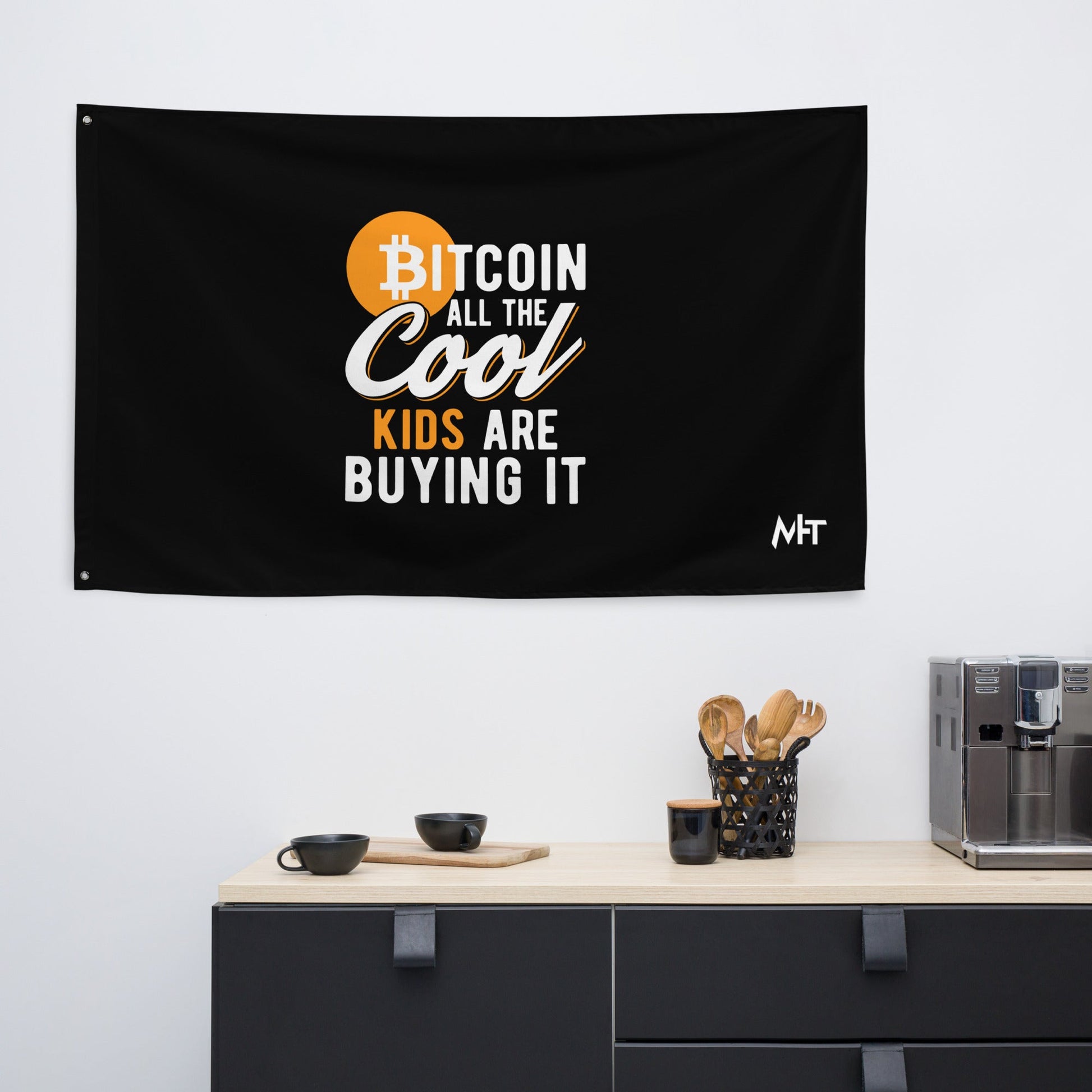 Bitcoin All the cool kids are buying it Flag by DarkByteGear
