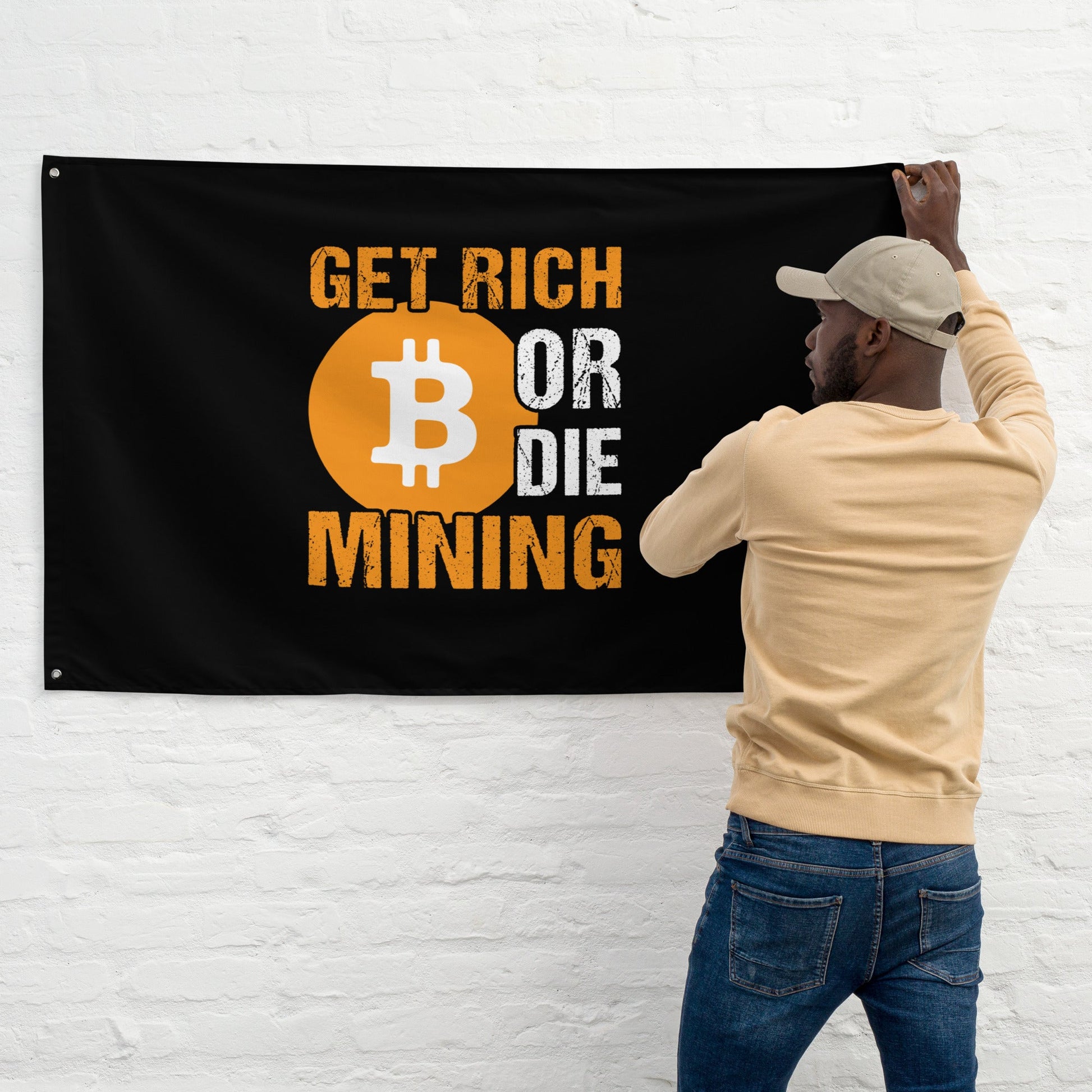 Get Rich Bitcoin Mining or Die Flag by DarkByteGear