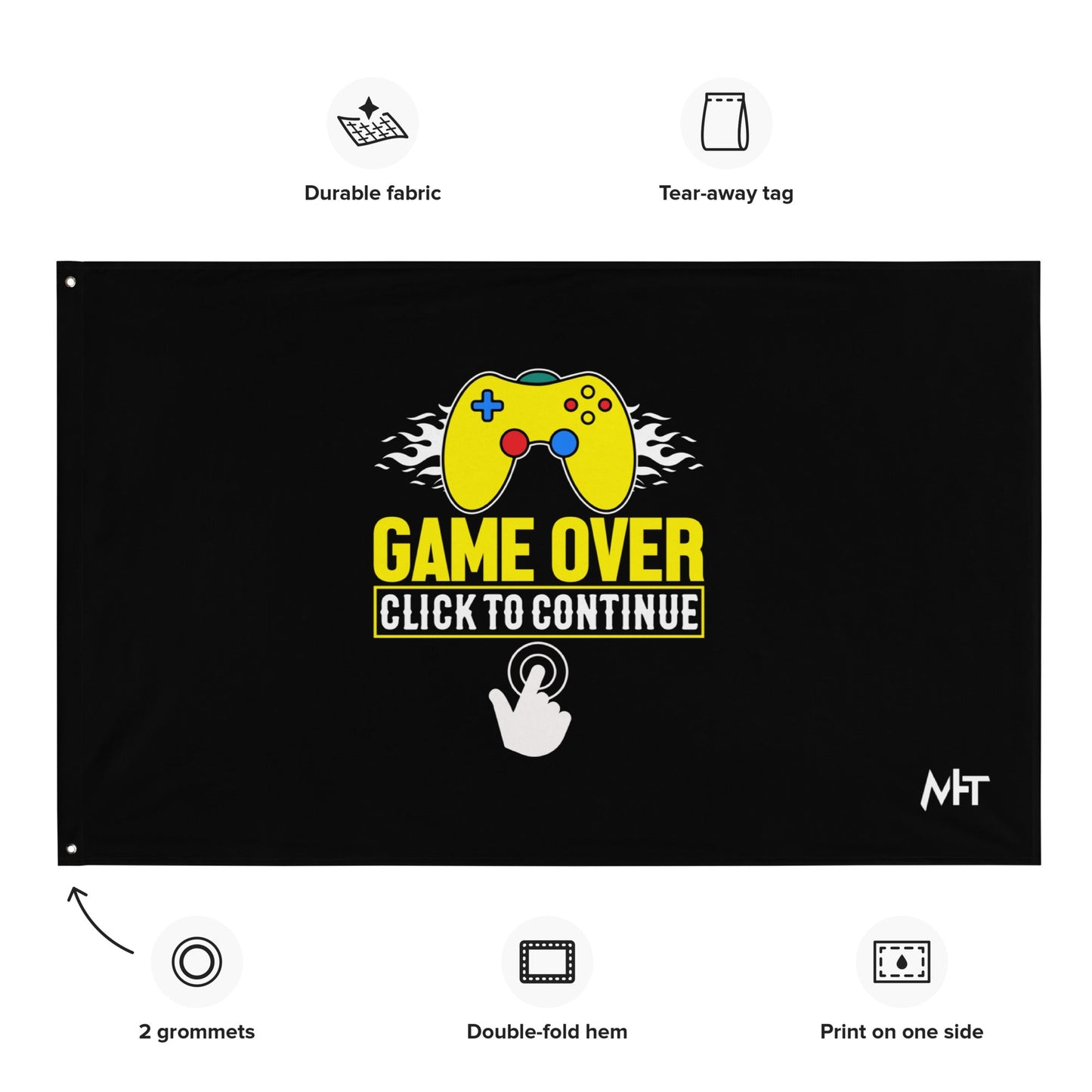 Game Over Click to Continue - Flag by DarkByteGear