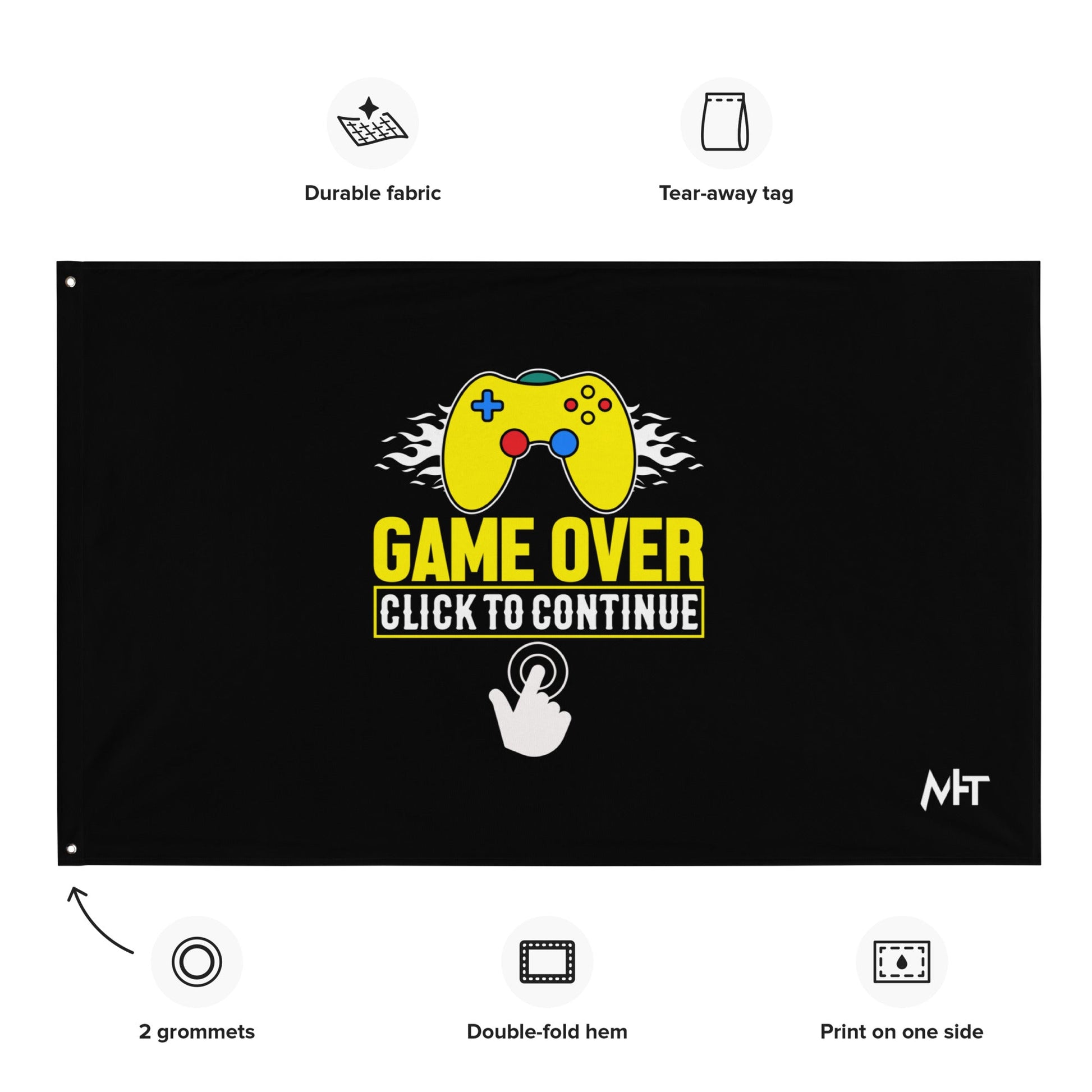 Game Over Click to Continue - Flag by DarkByteGear