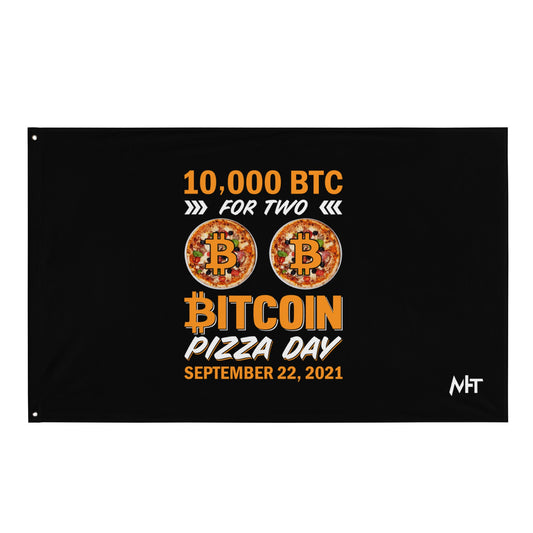 Bitcoin Pizza Day Special September 22, 2021, 10,000 BTC for two B-pizzas Flag by DarkByteGear