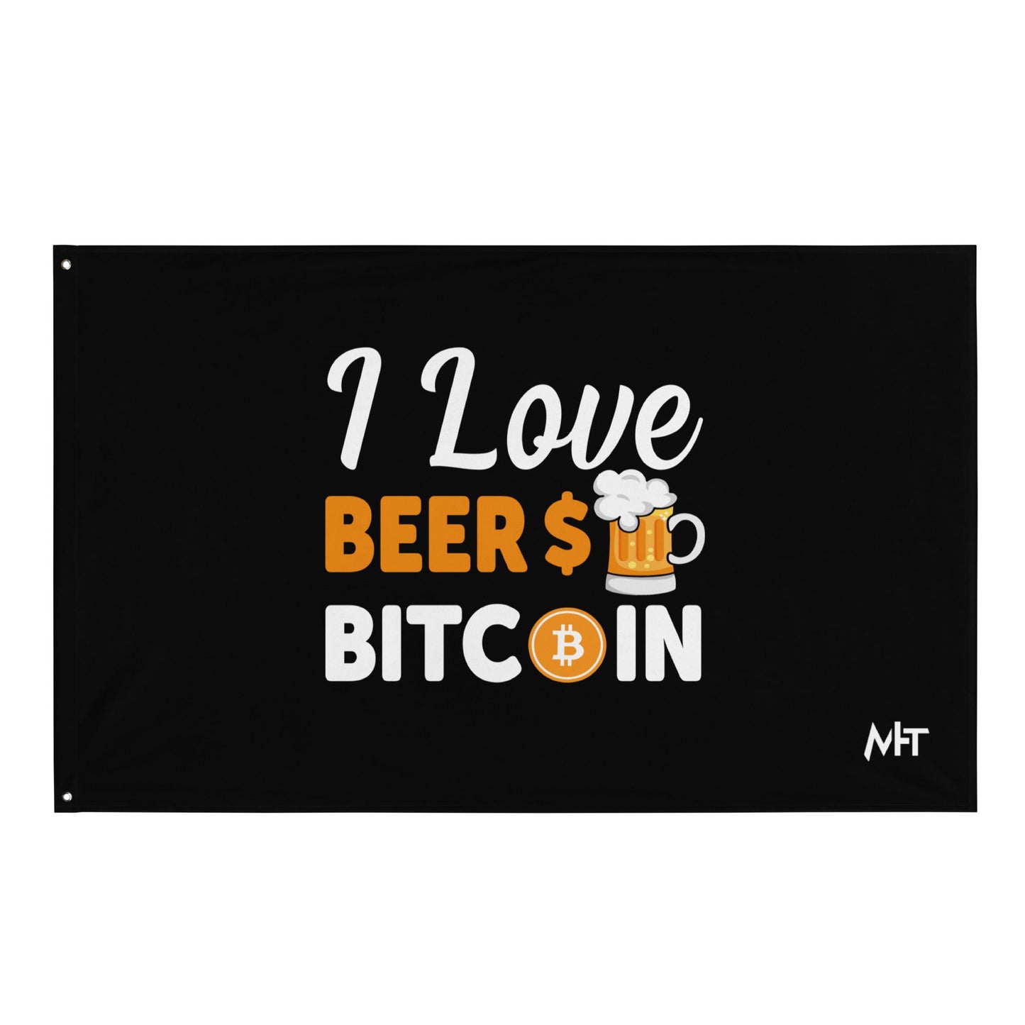 I Love Beer and Bitcoin Flag by DarkByteGear