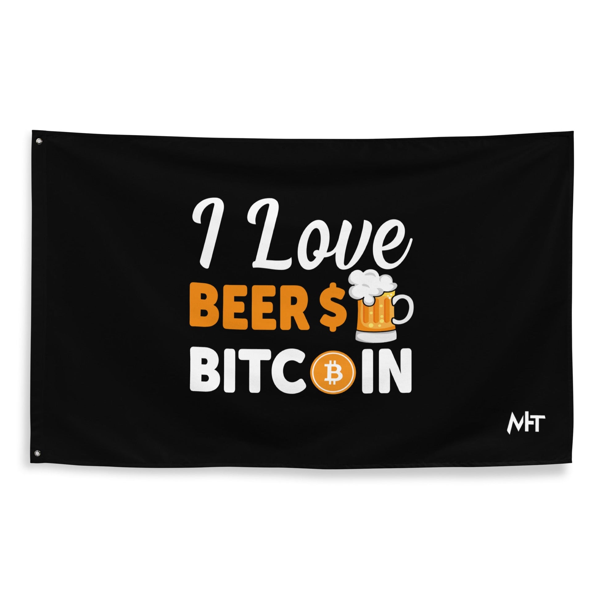 I Love Beer and Bitcoin Flag by DarkByteGear