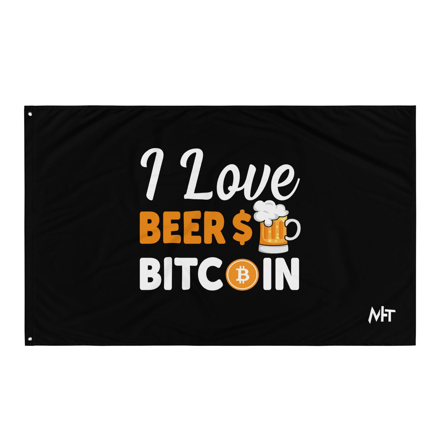 I Love Beer and Bitcoin Flag by DarkByteGear
