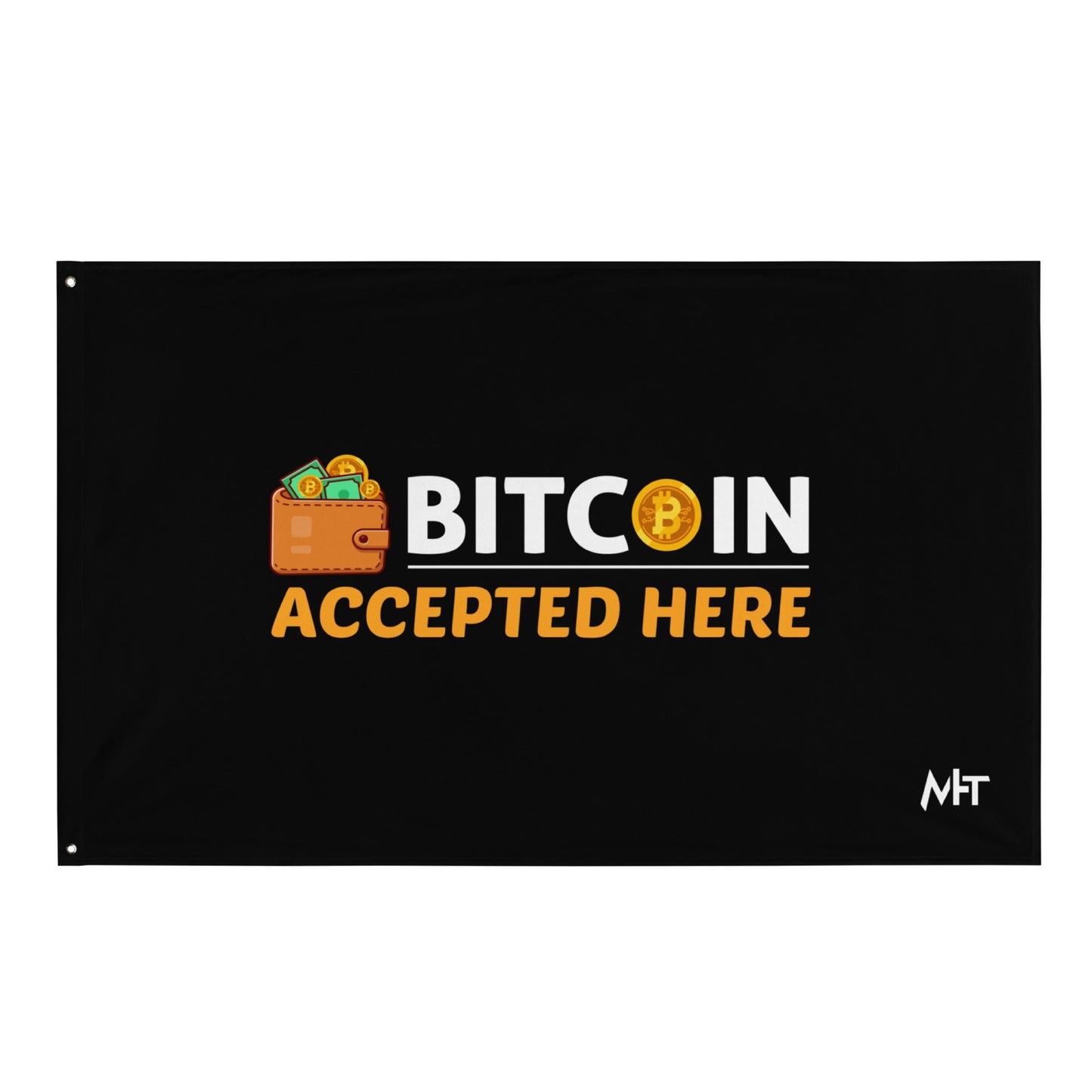 Bitcoin Accepted Here - Flag by DarkByteGear