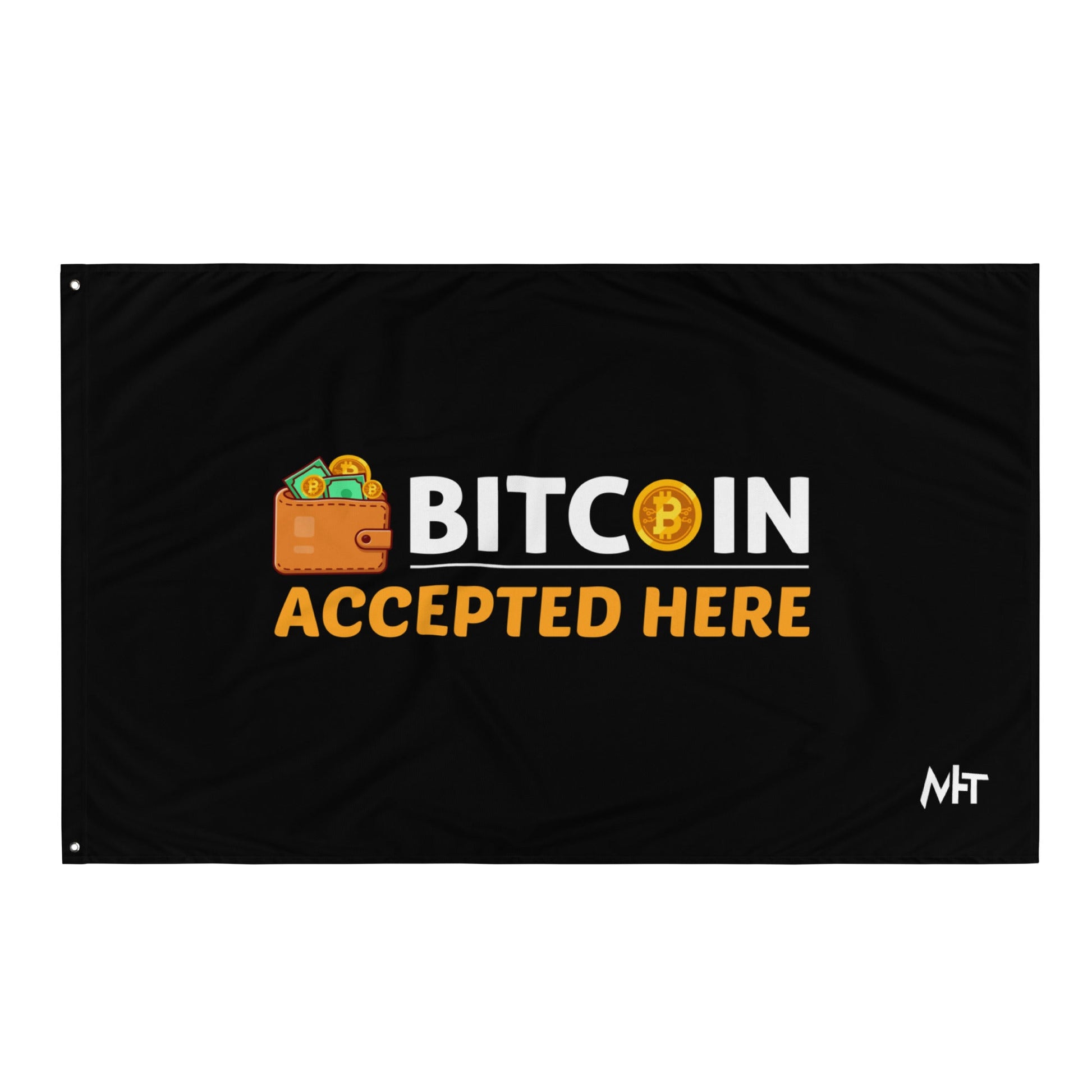 Bitcoin Accepted Here - Flag by DarkByteGear