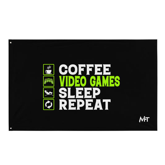 Coffee, Video Games, Sleep, Repeat Flag by DarkByteGear