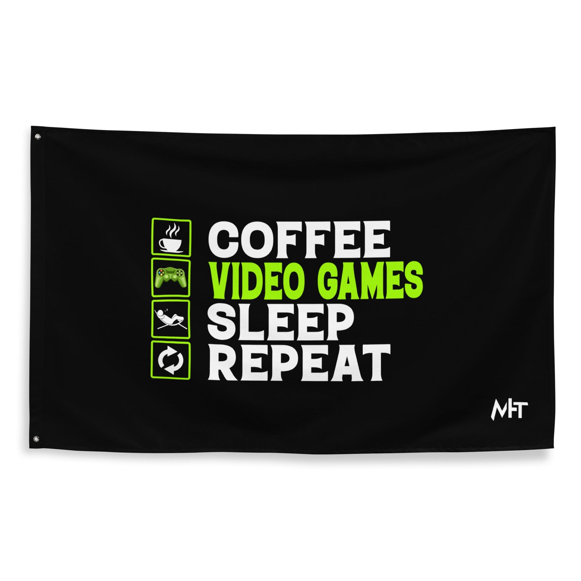 Coffee, Video Games, Sleep, Repeat Flag by DarkByteGear