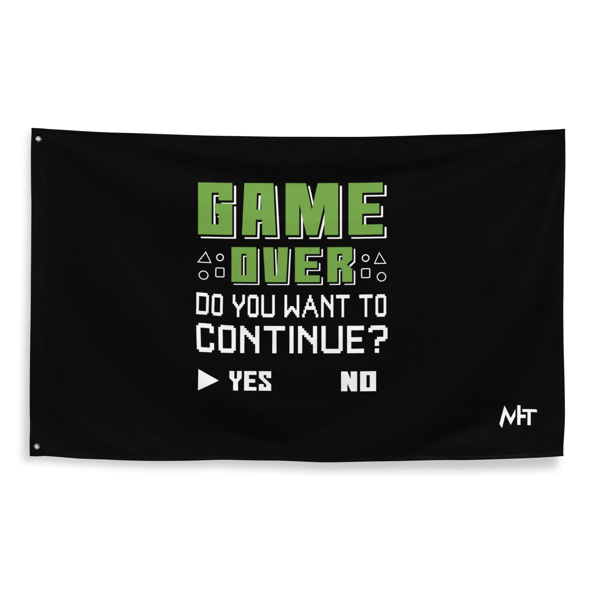 Game Over, Do You Want to Continue, Yes or No? Flag by DarkByteGear