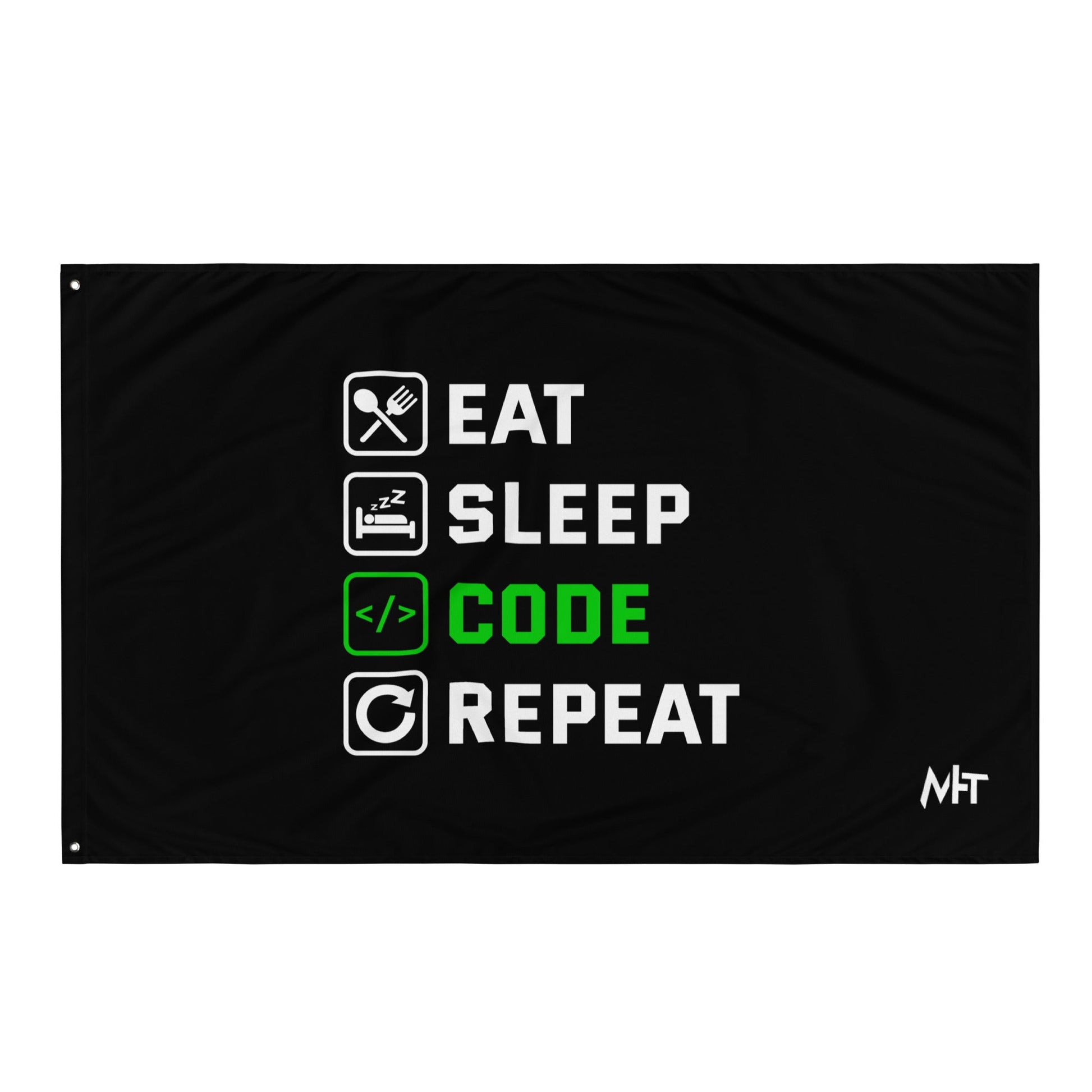 Eat Sleep Code Repeat ( Green Text ) - Unisex t-shirt by DarkByteGear