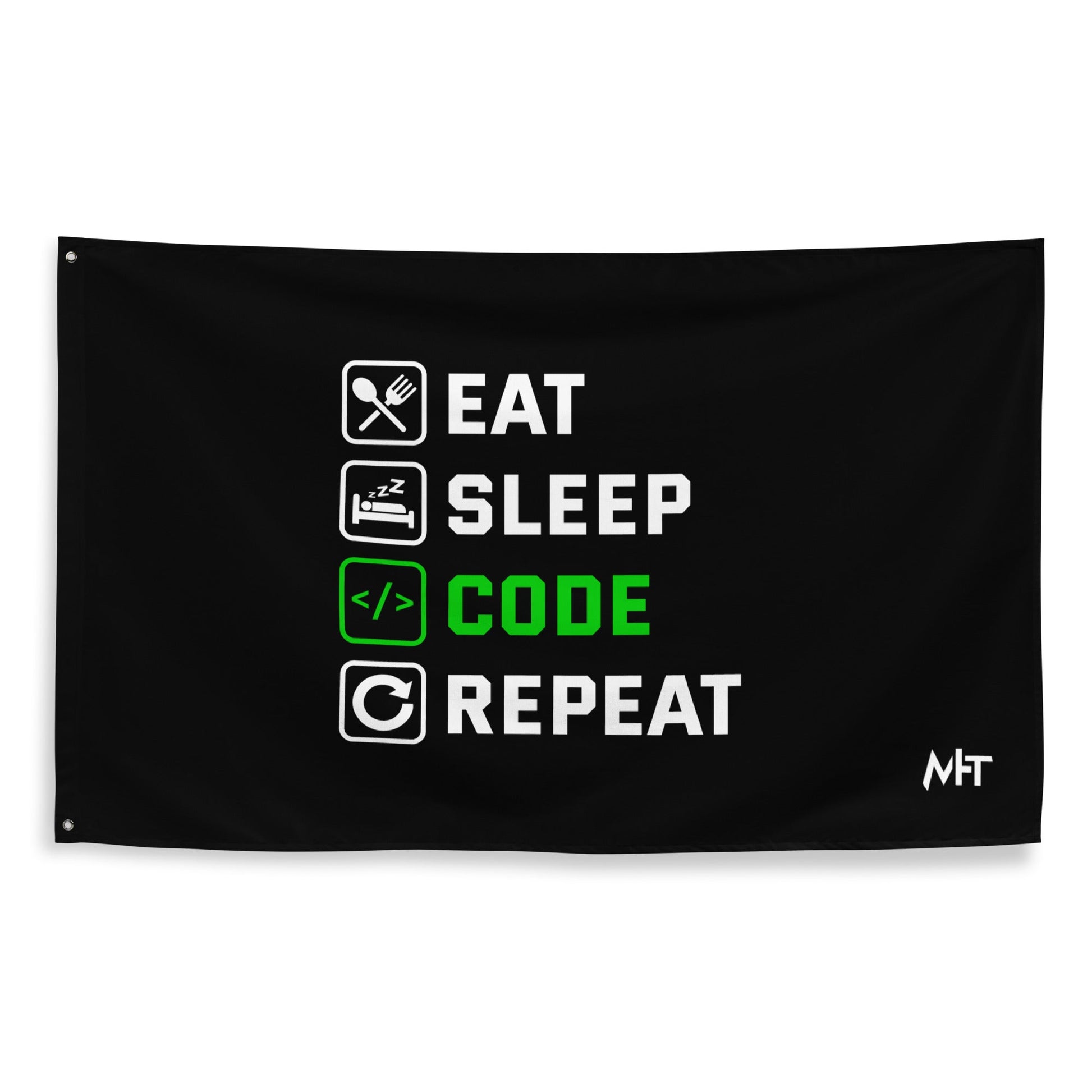 Eat Sleep Code Repeat ( Green Text ) - Unisex t-shirt by DarkByteGear