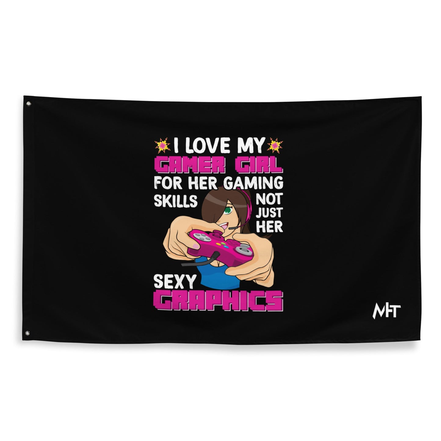 I Love my Gamer Girl for her gaming skill - Flag by DarkByteGear