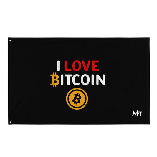 I Love Bitcoin - Flag by DarkByteGear