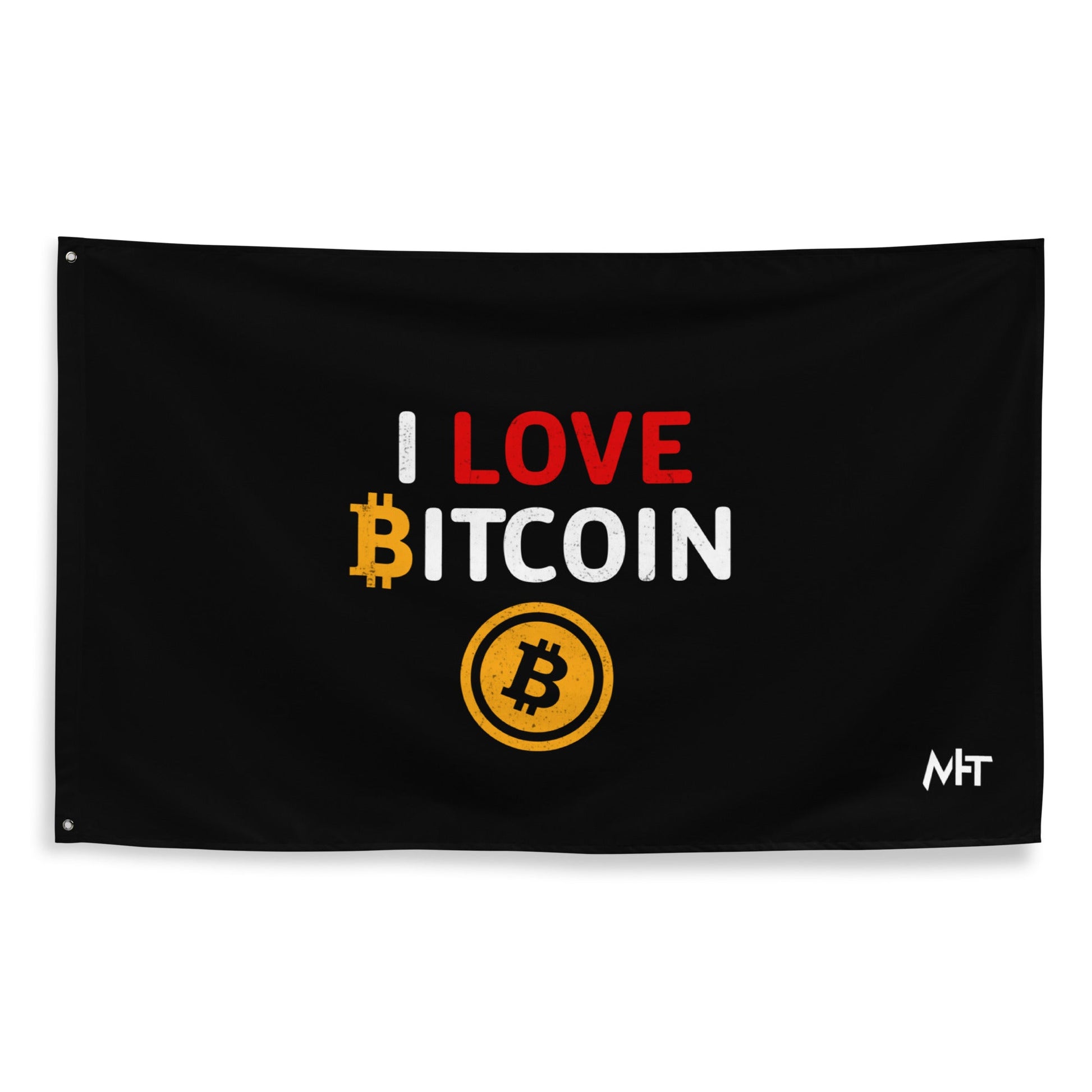 I Love Bitcoin - Flag by DarkByteGear