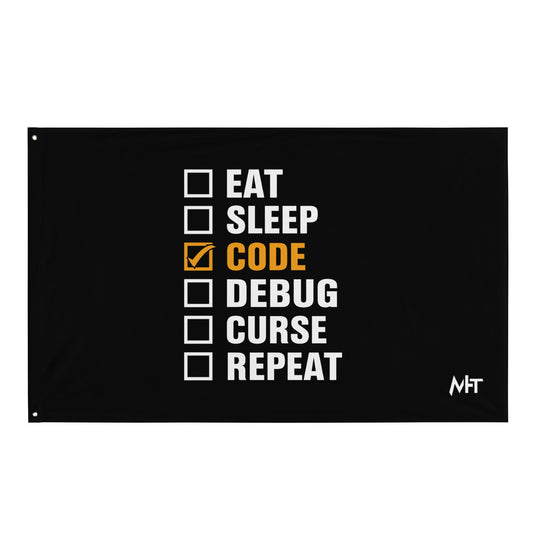 Eat, Sleep, Code √, Debug, Curse, Repeat - Flag by DarkByteGear