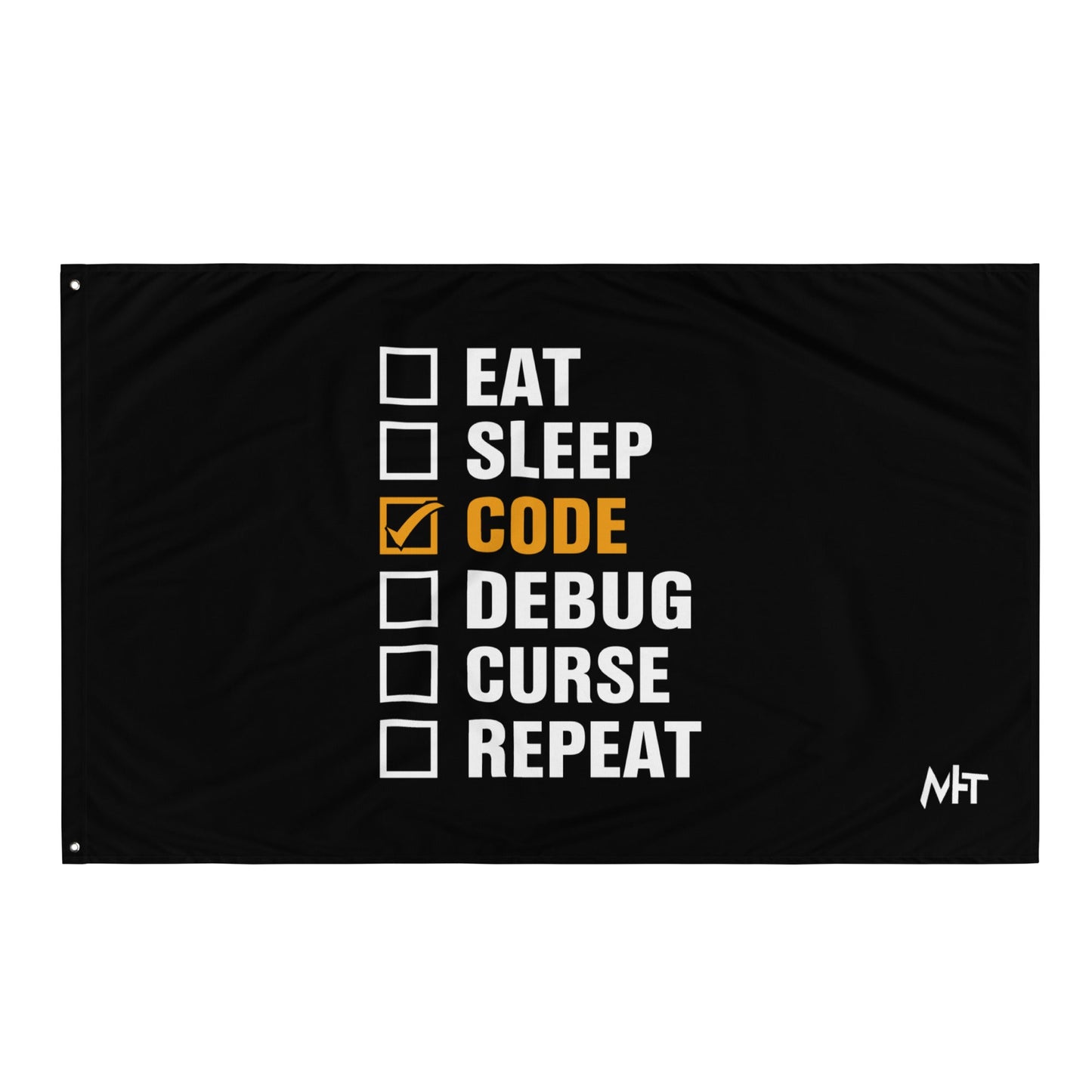 Eat, Sleep, Code √, Debug, Curse, Repeat - Flag by DarkByteGear