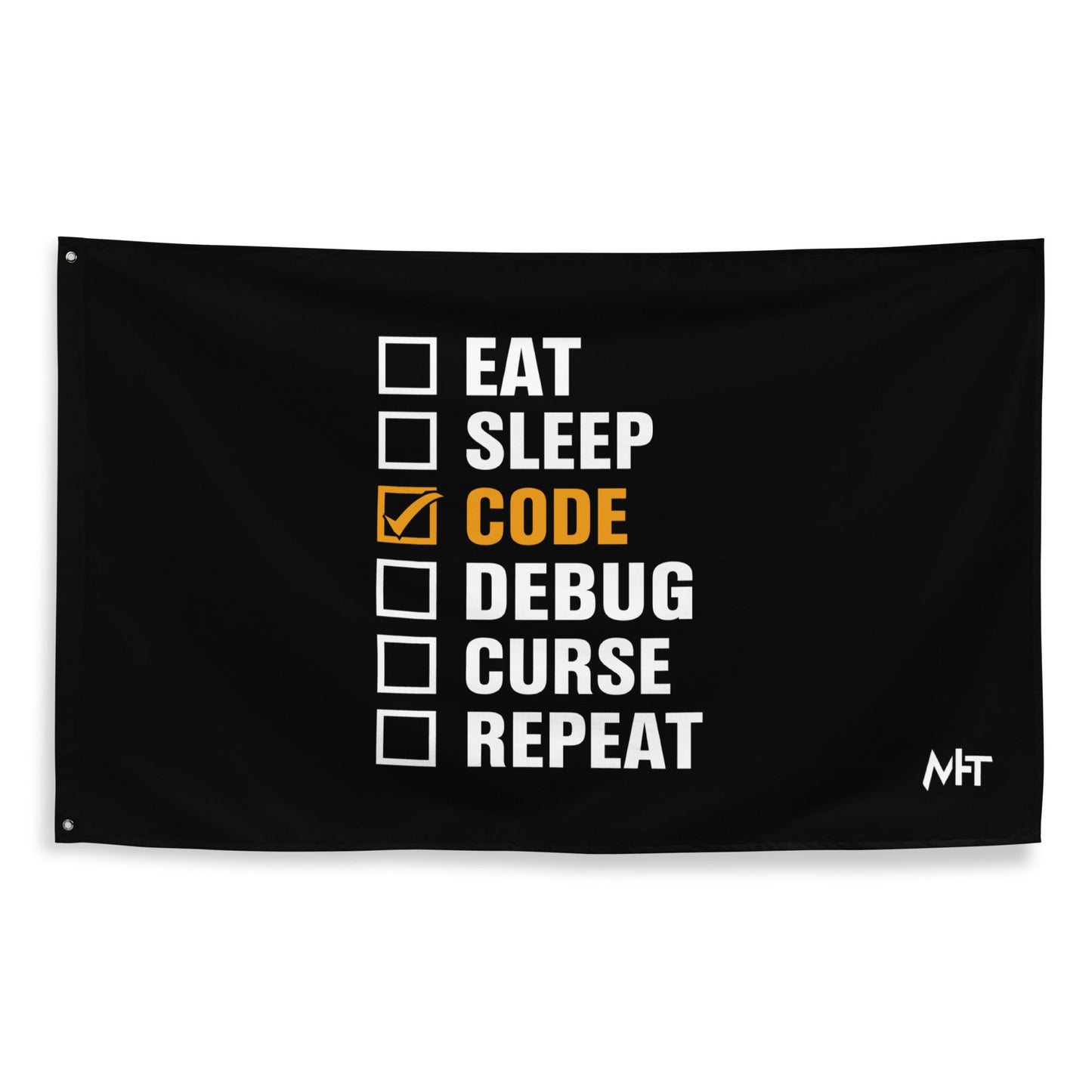 Eat, Sleep, Code √, Debug, Curse, Repeat - Flag by DarkByteGear