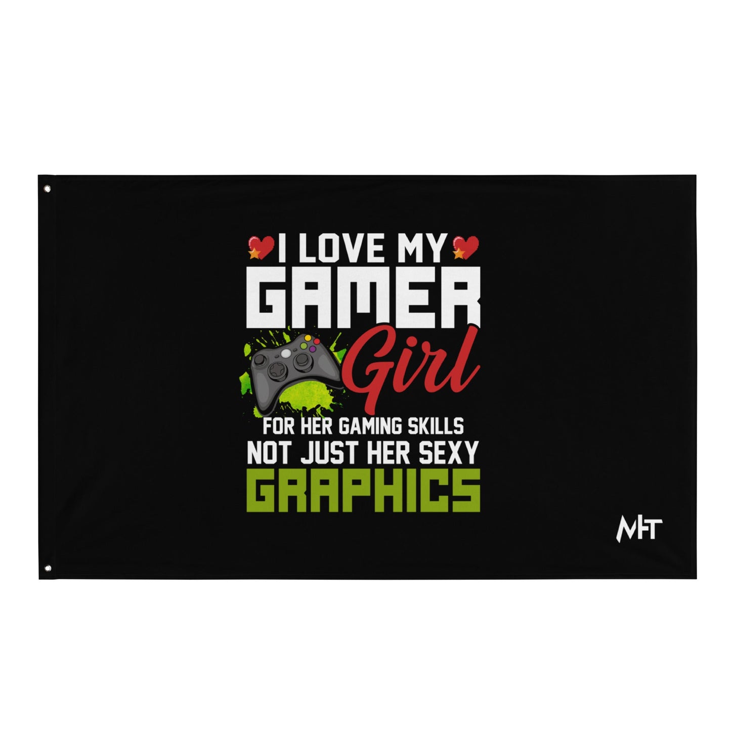 I Love my Gamer Girl for her gaming skills - Flag by DarkByteGear