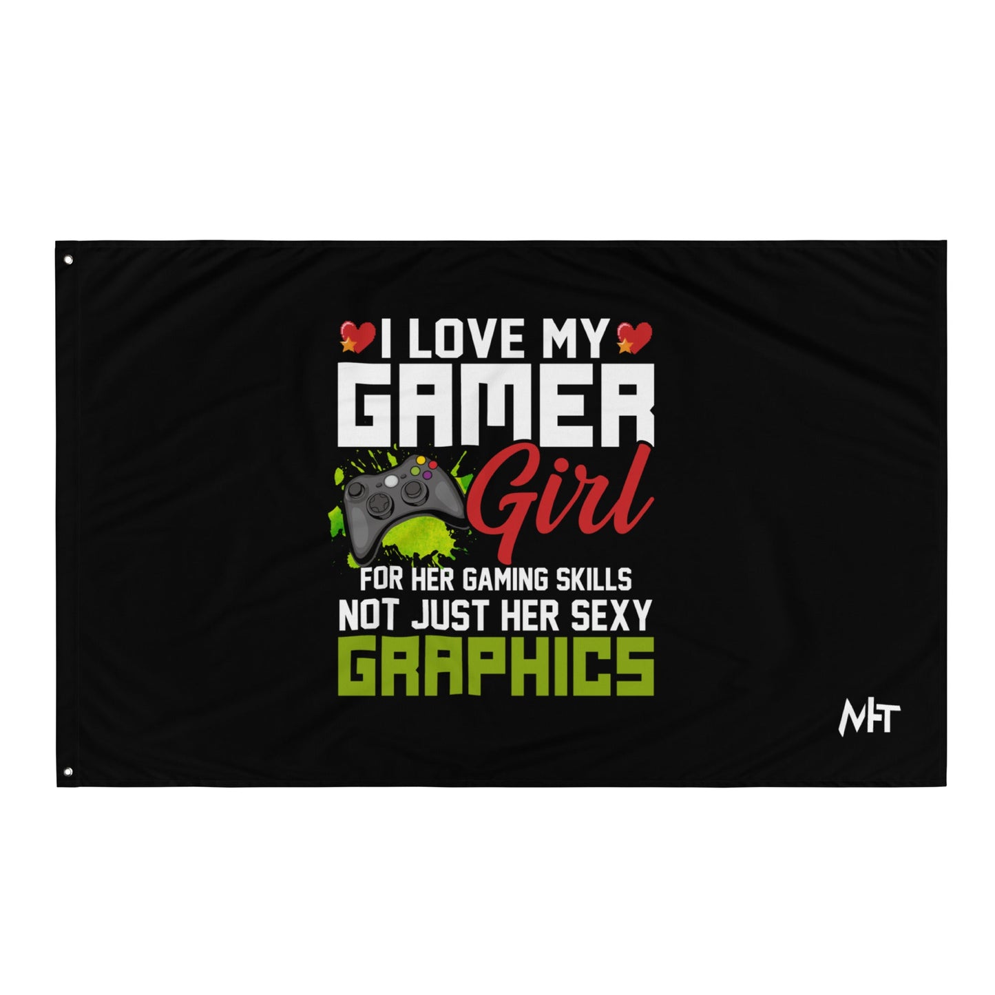 I Love my Gamer Girl for her gaming skills - Flag by DarkByteGear