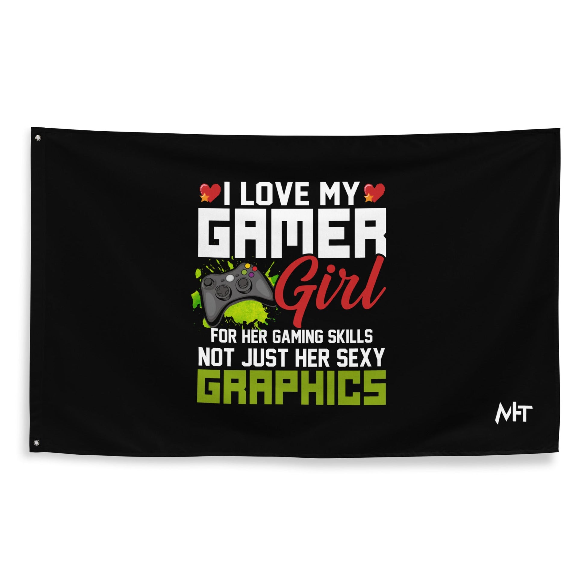 I Love my Gamer Girl for her gaming skills - Flag by DarkByteGear