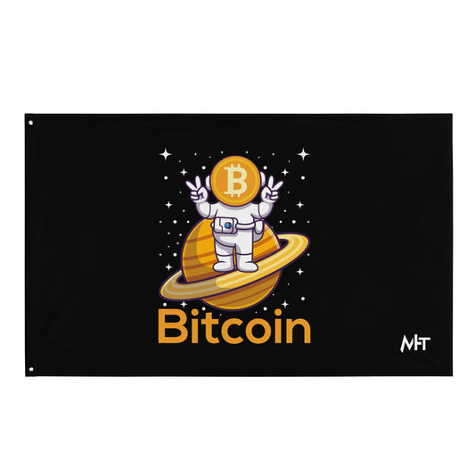 Bitcoin Satan Astronaut - Flag by DarkByteGear