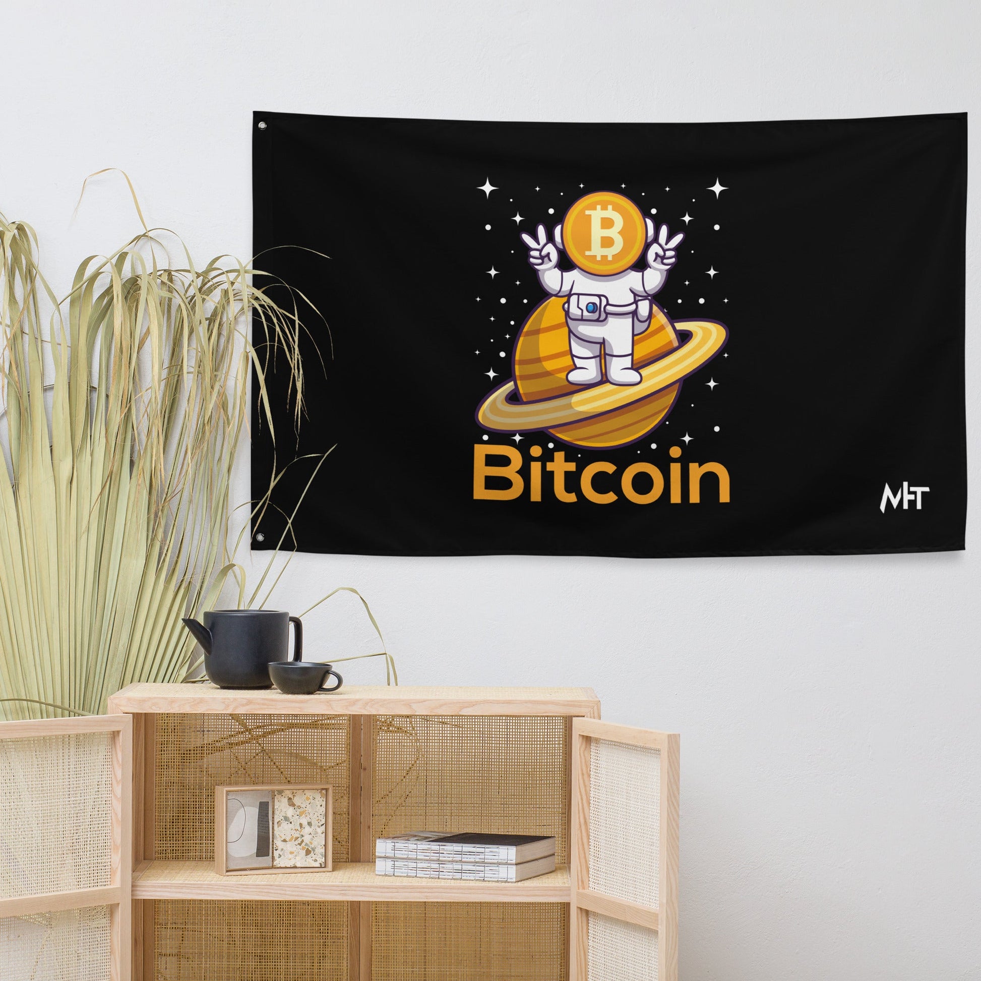 Bitcoin Satan Astronaut - Flag by DarkByteGear