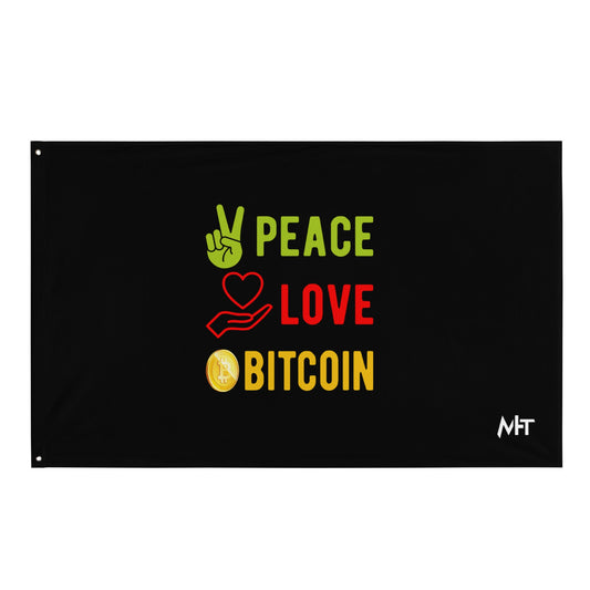 Peace Love Bitcoin Flag by DarkByteGear