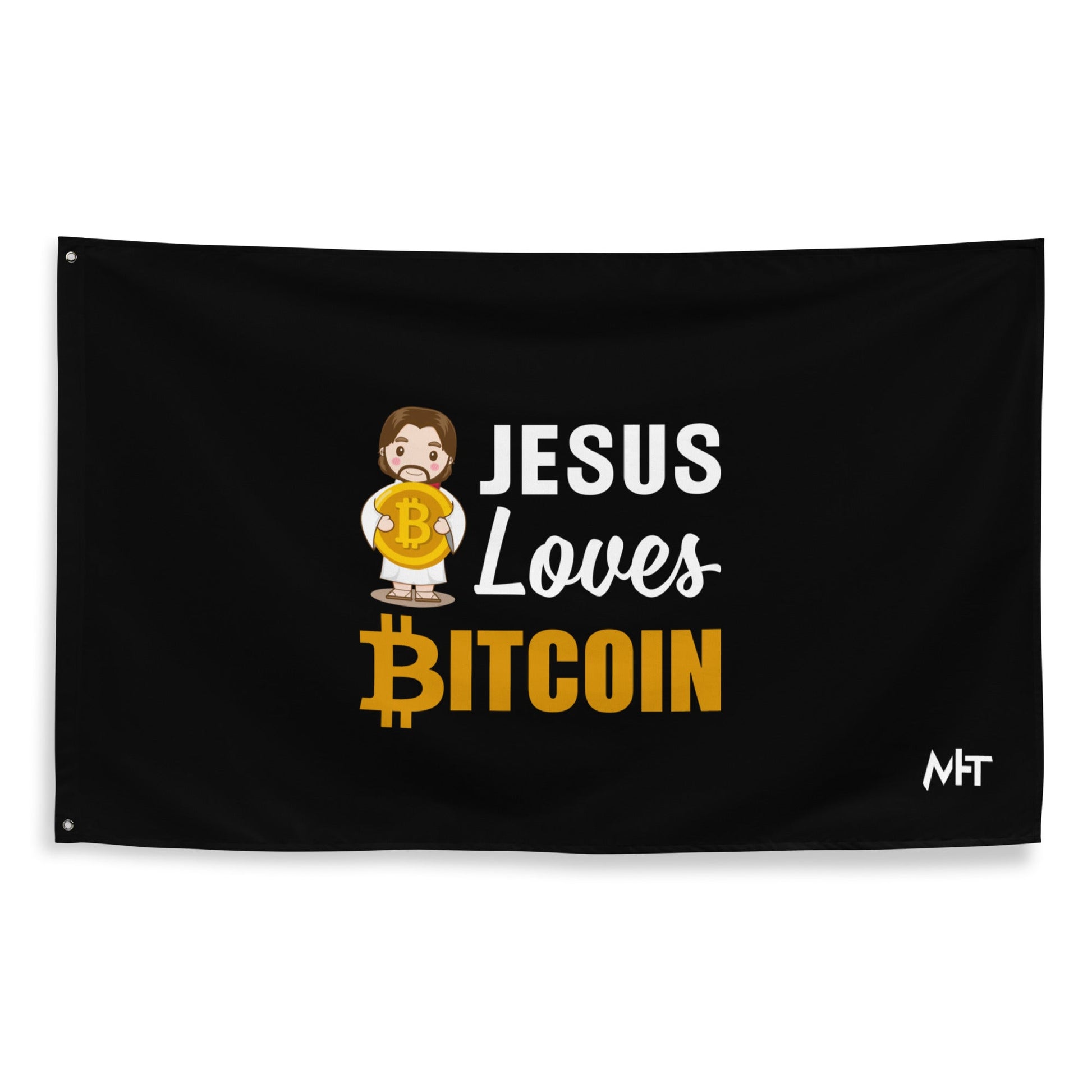 Jesus loves Bitcoin - Flag by DarkByteGear