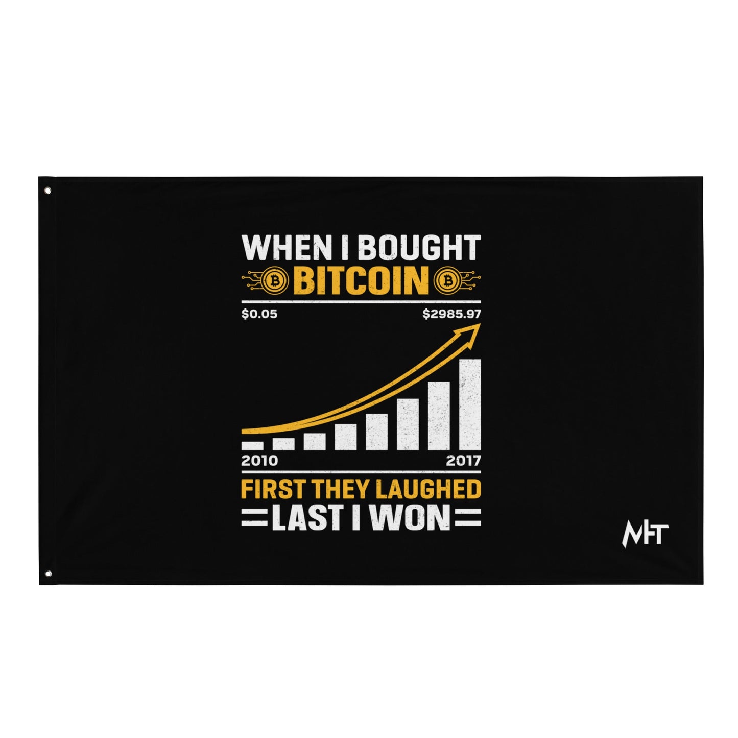 When I Bought Bitcoin, First they laughed, Last I won Flag by DarkByteGear