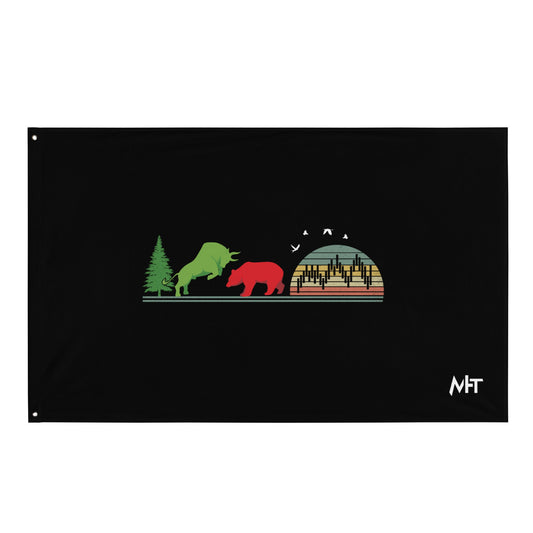 Pine tree Green Bull Read Bear Trading - Flag by DarkByteGear