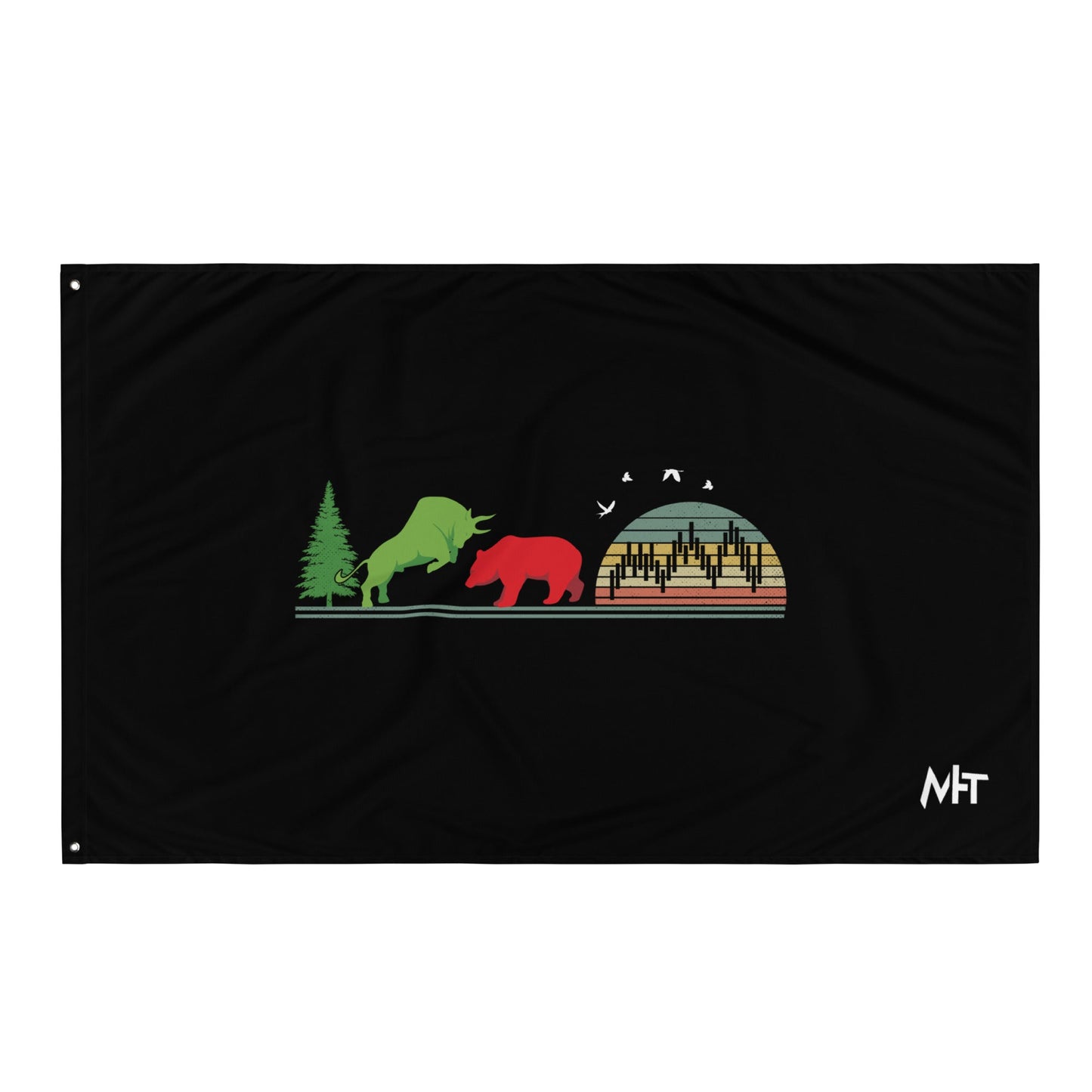 Pine tree Green Bull Read Bear Trading - Flag by DarkByteGear