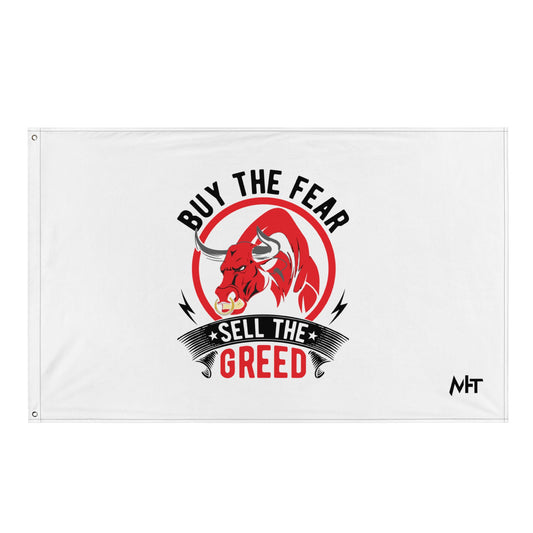 Buy the Fear; Sell the Greed in Dark Text - Flag by DarkByteGear