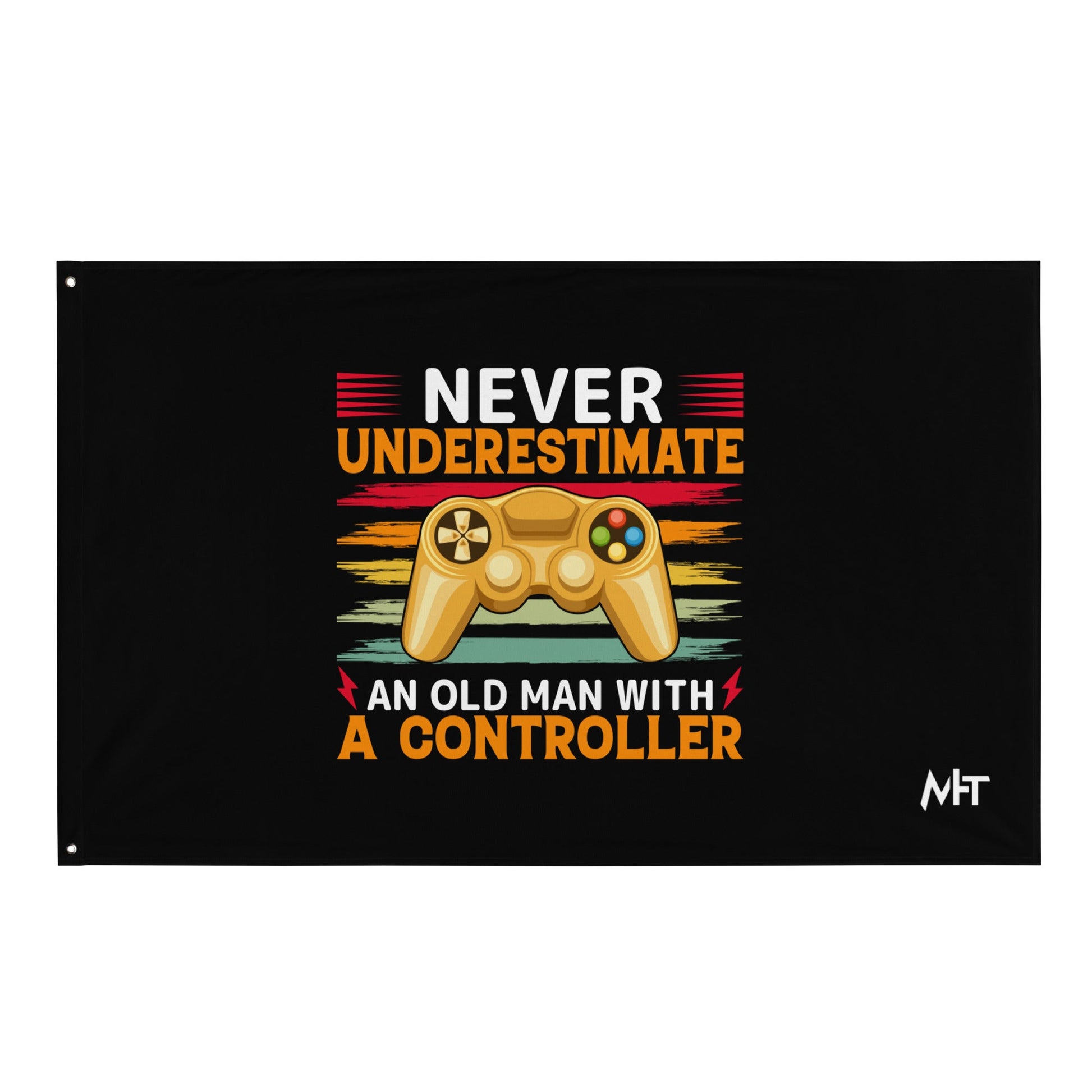 Never Underestimate an old man with a controller - Flag by DarkByteGear