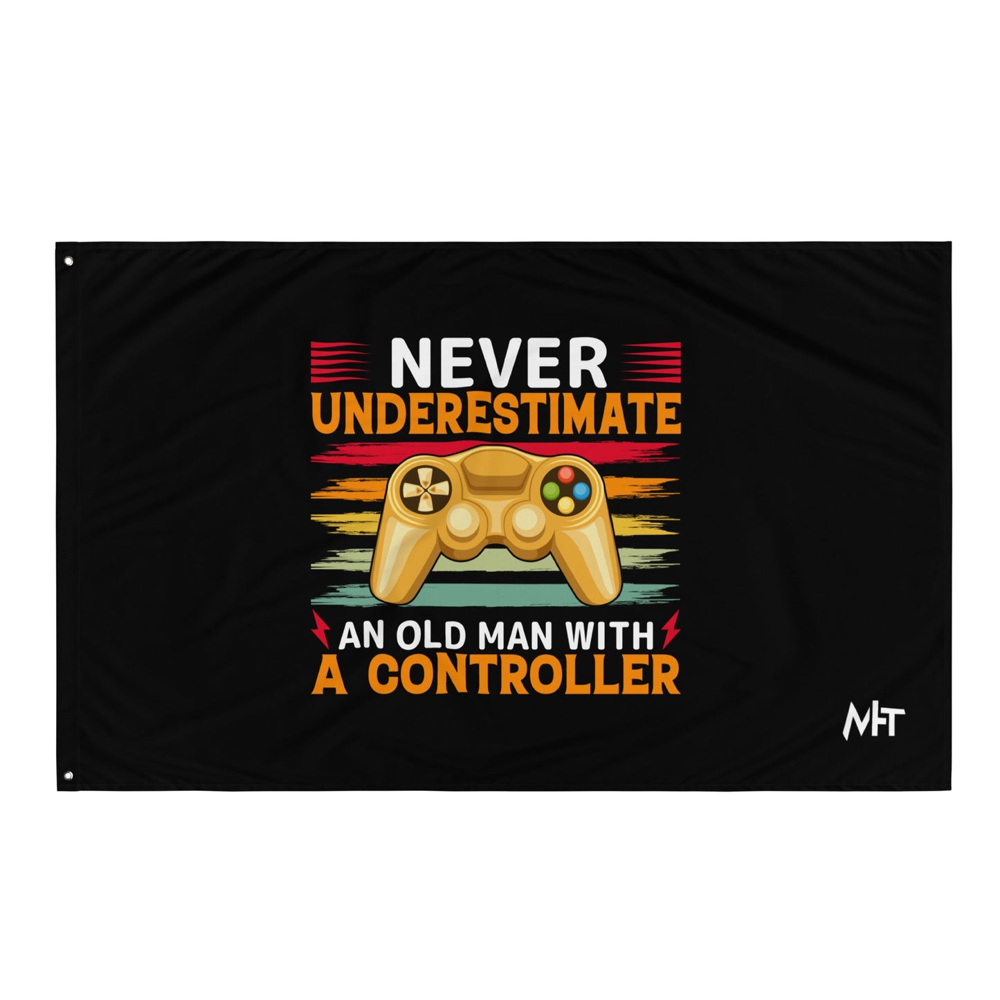Never Underestimate an old man with a controller - Flag by DarkByteGear