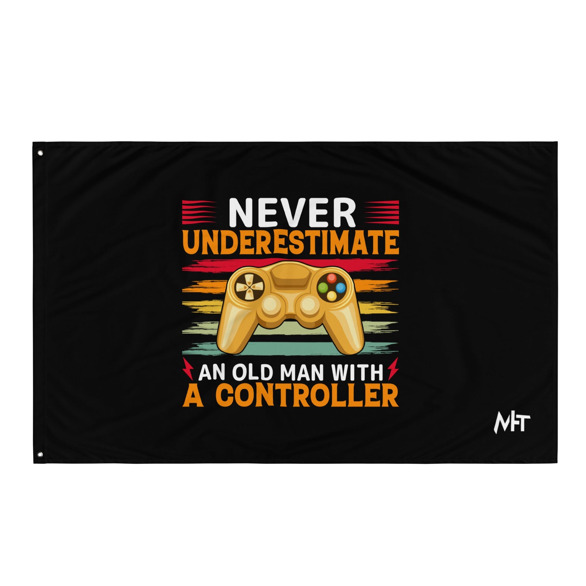 Never Underestimate an old man with a controller - Flag by DarkByteGear