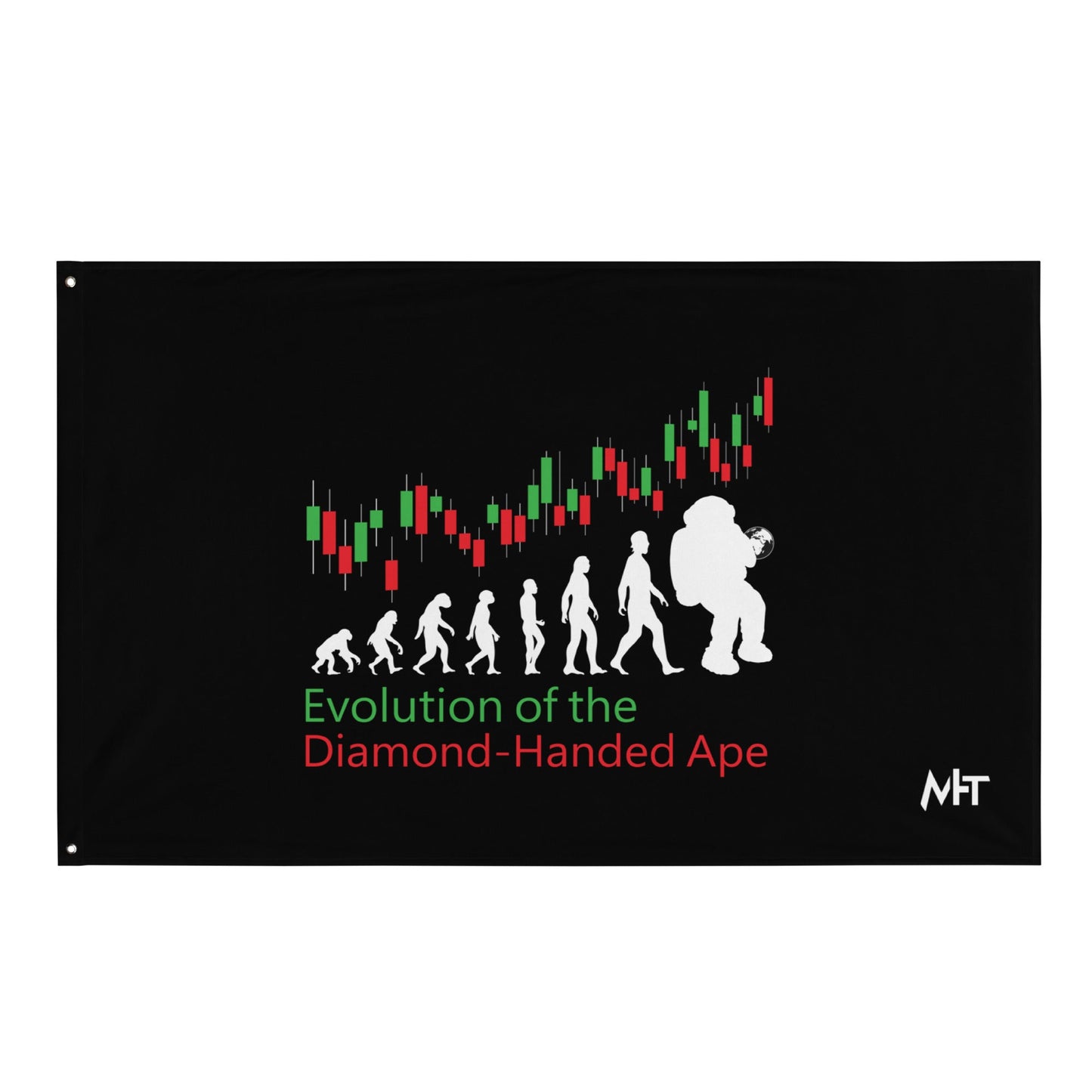 Evolution of the Diamond-handed Ape - Flag by DarkByteGear
