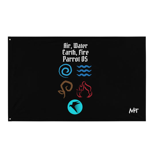Air, Water, Earth, Fire, Parrot OS - Flag by DarkByteGear