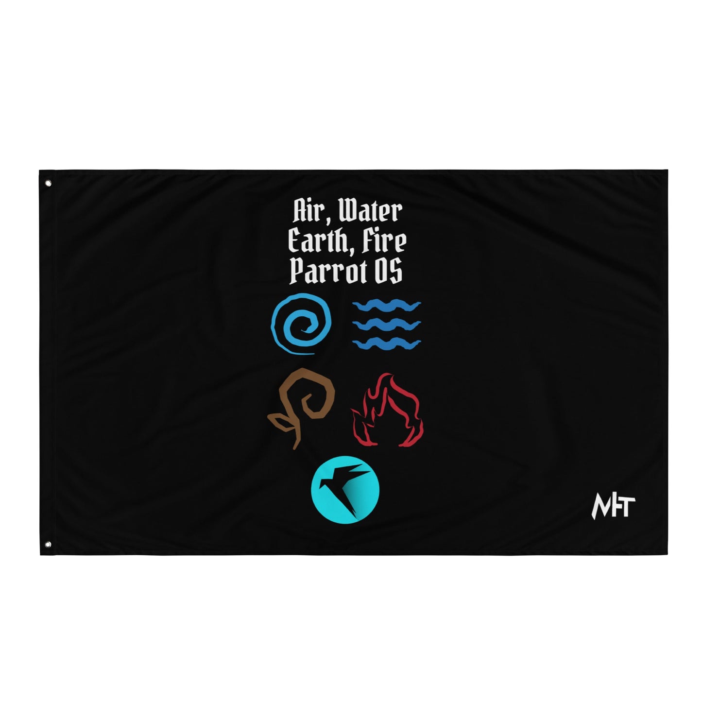 Air, Water, Earth, Fire, Parrot OS - Flag by DarkByteGear