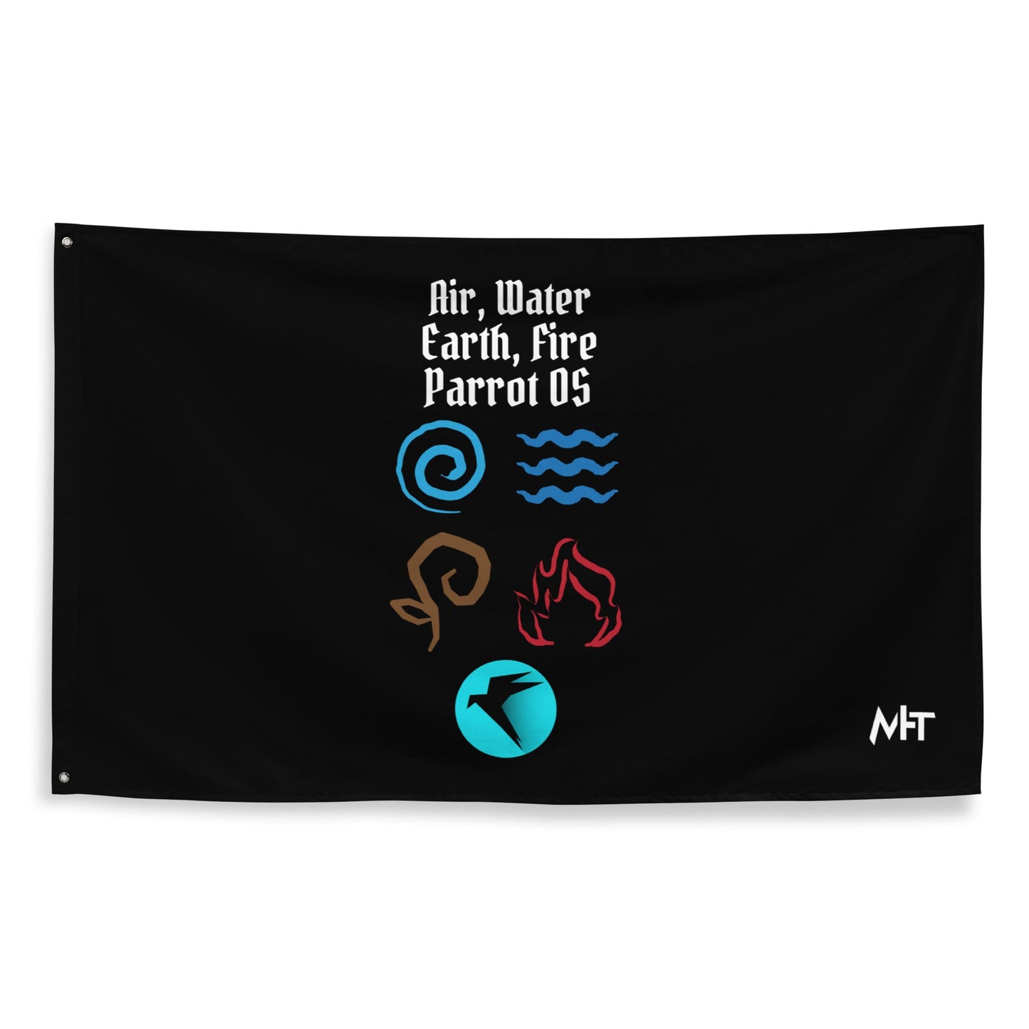 Air, Water, Earth, Fire, Parrot OS - Flag by DarkByteGear