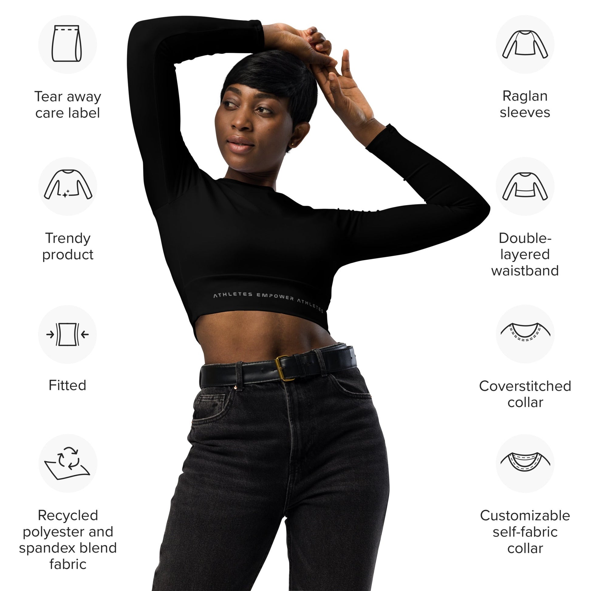 Athletes Empower Athletes - Long-sleeve crop top by DarkByteGear