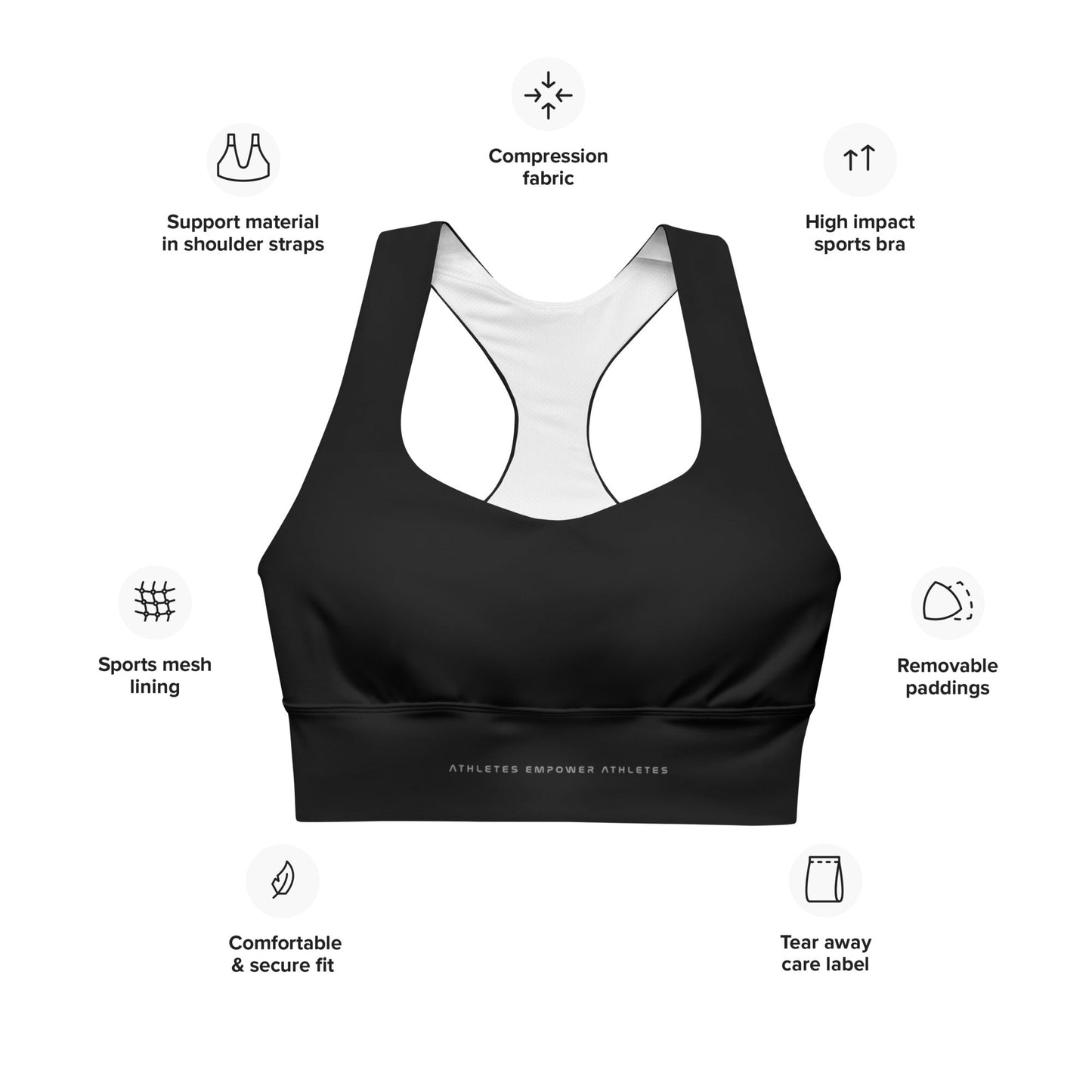 Athletes Empower Athletes - Longline Sports Bra by DarkByteGear