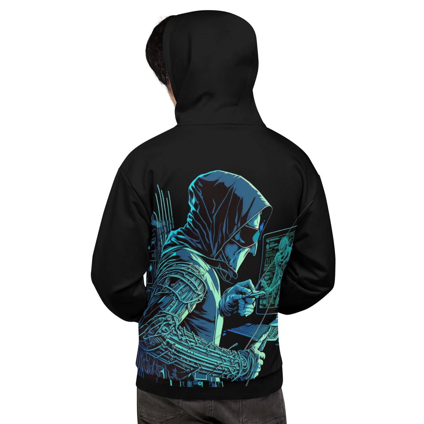 CyberWare Assassin - Unisex Hoodie (back print) by DarkByteGear