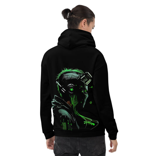 Cyberware assassin v14 - Unisex Hoodie (back print) by DarkByteGear