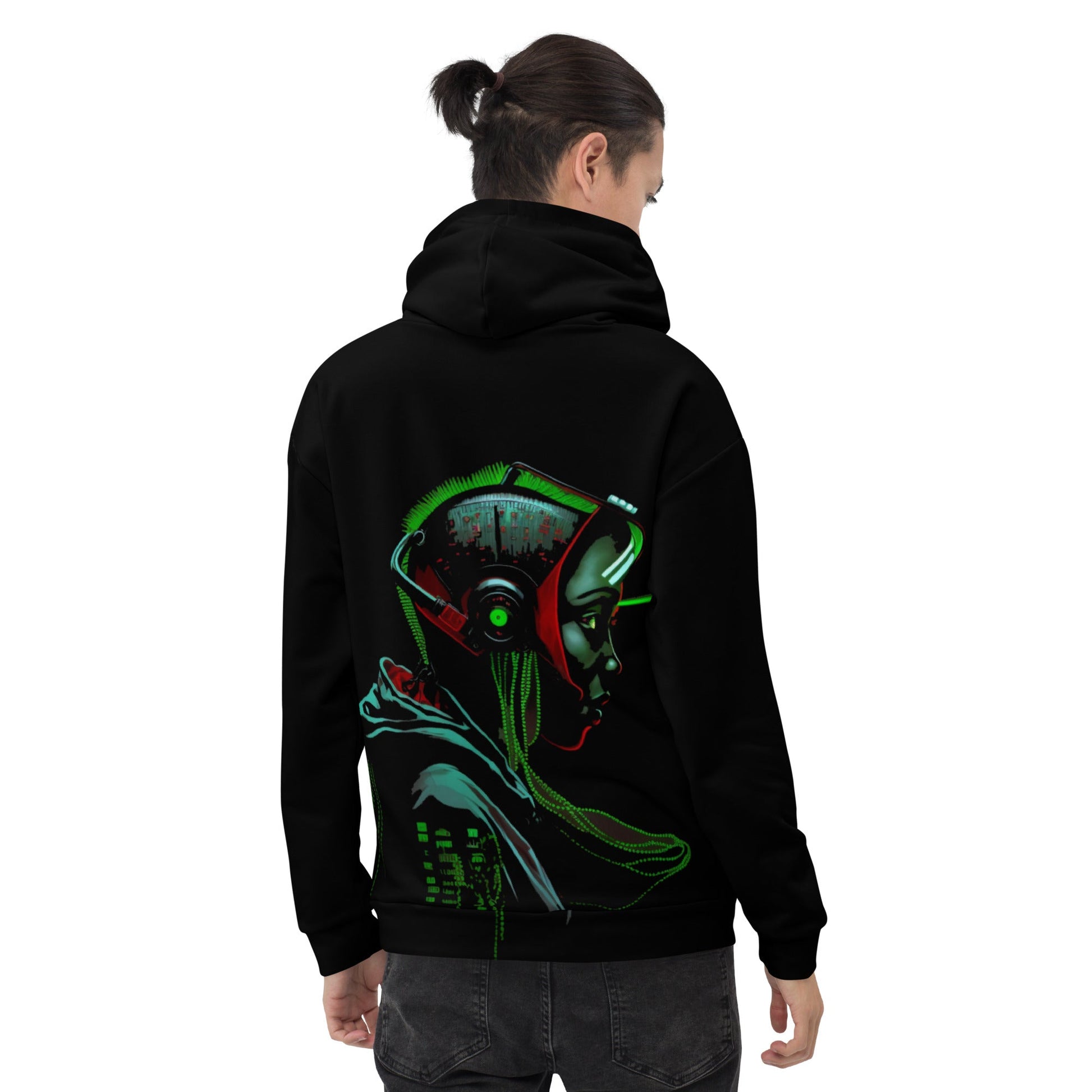 Cyberware assassin v15 - Unisex Hoodie (back print) by DarkByteGear