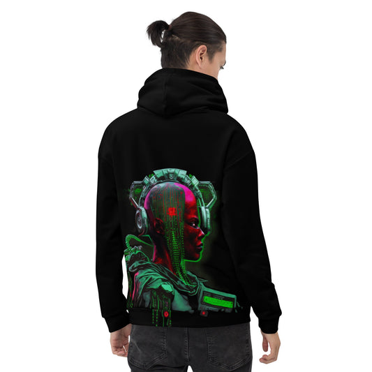 Cyberware assassin v16 - Unisex Hoodie (back print) by DarkByteGear
