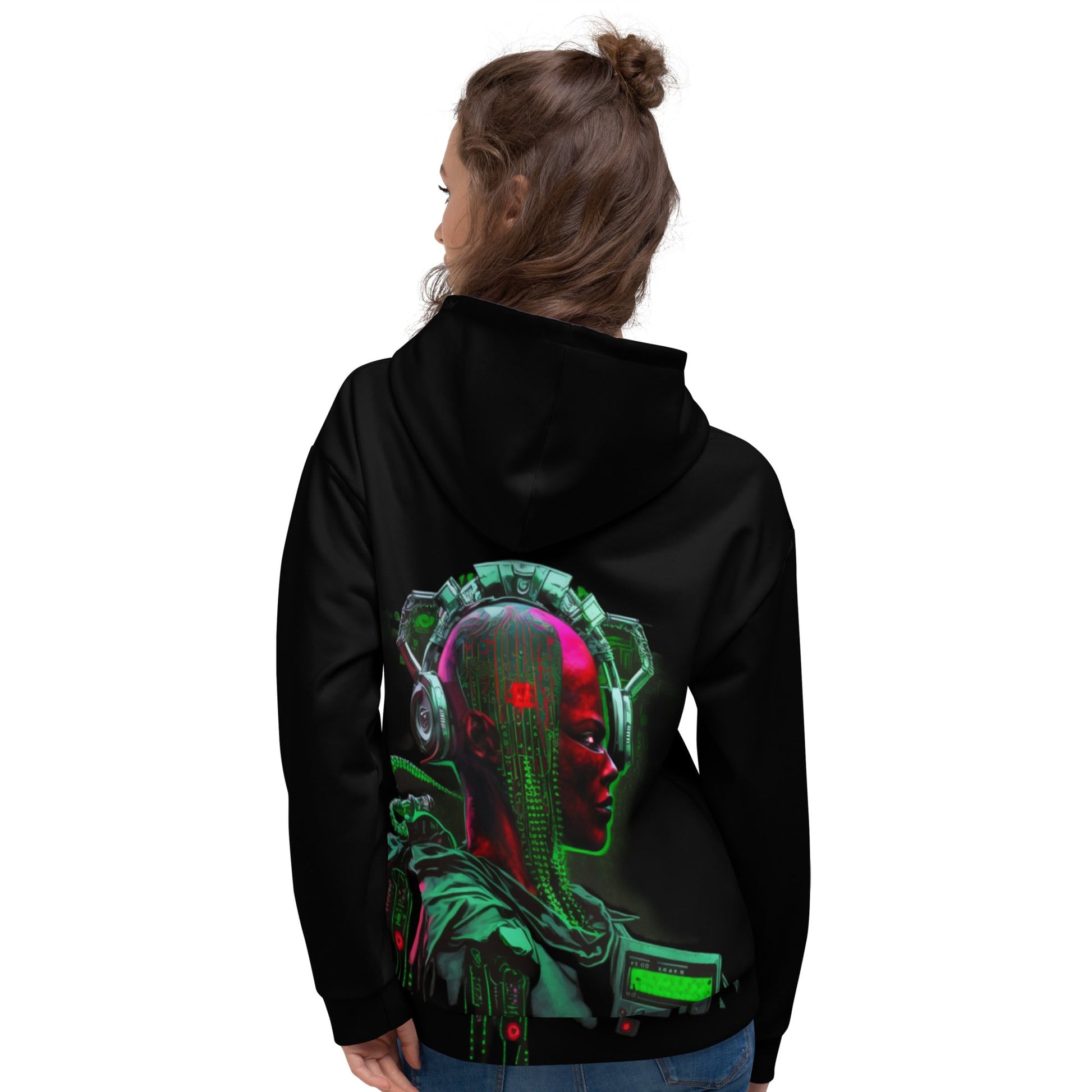 Cyberware assassin v16 - Unisex Hoodie (back print) by DarkByteGear